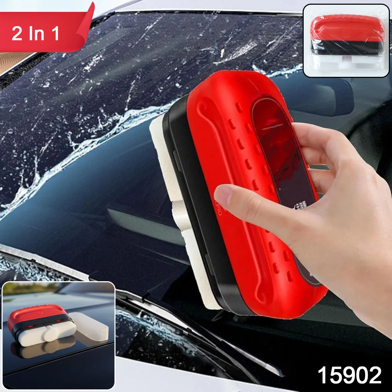 2 In 1 Car Windshield Water Wiper & Glass Cleaner Sponge, Liquid Not Included (1 Pc) - Image 2