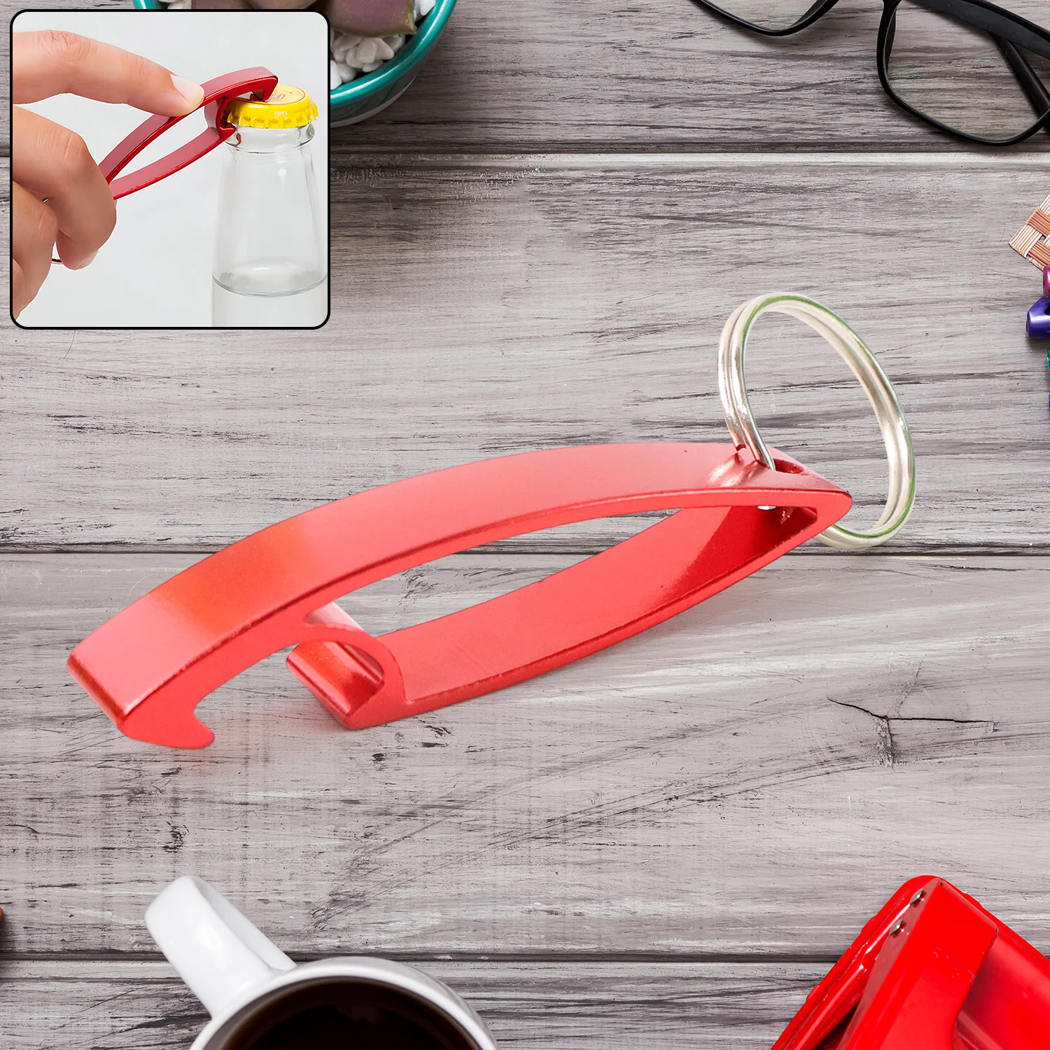 2 in 1 Compact Metal Bottle Opener with Keyring (1 Pc) - Image 3