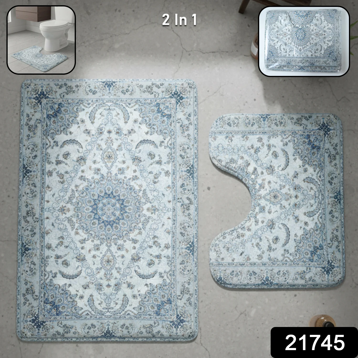 2 In 1 Designer Bathroom Mat Set - Image 2