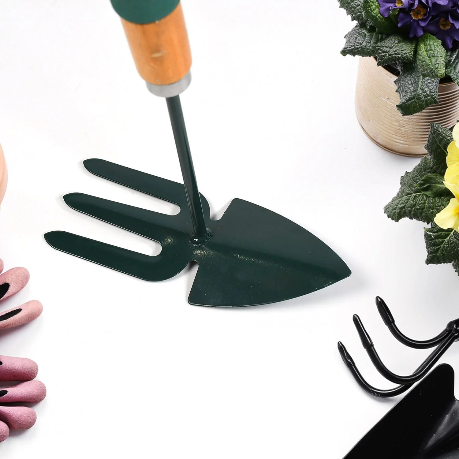 2 IN 1 DOUBLE HAND HOE GARDENING TOOL WITH WOODEN HANDLE - Image 5