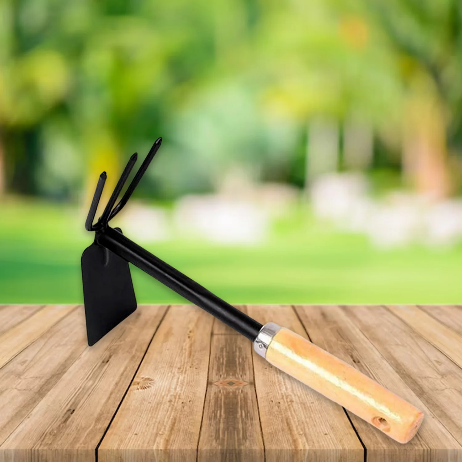 2 in 1 Double Hoe Gardening Tool with Wooden Handle - Image 3