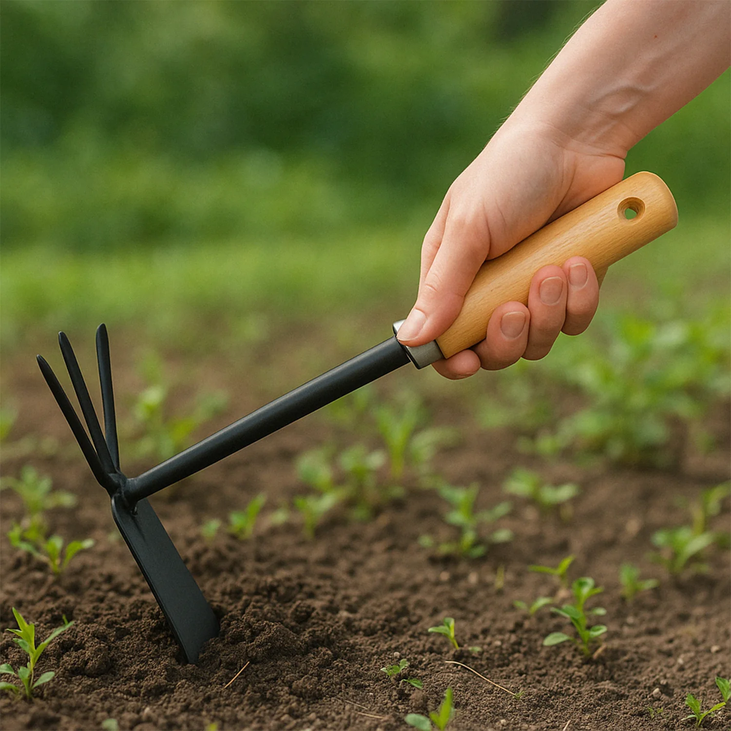 2 in 1 Double Hoe Gardening Tool with Wooden Handle - Image 7