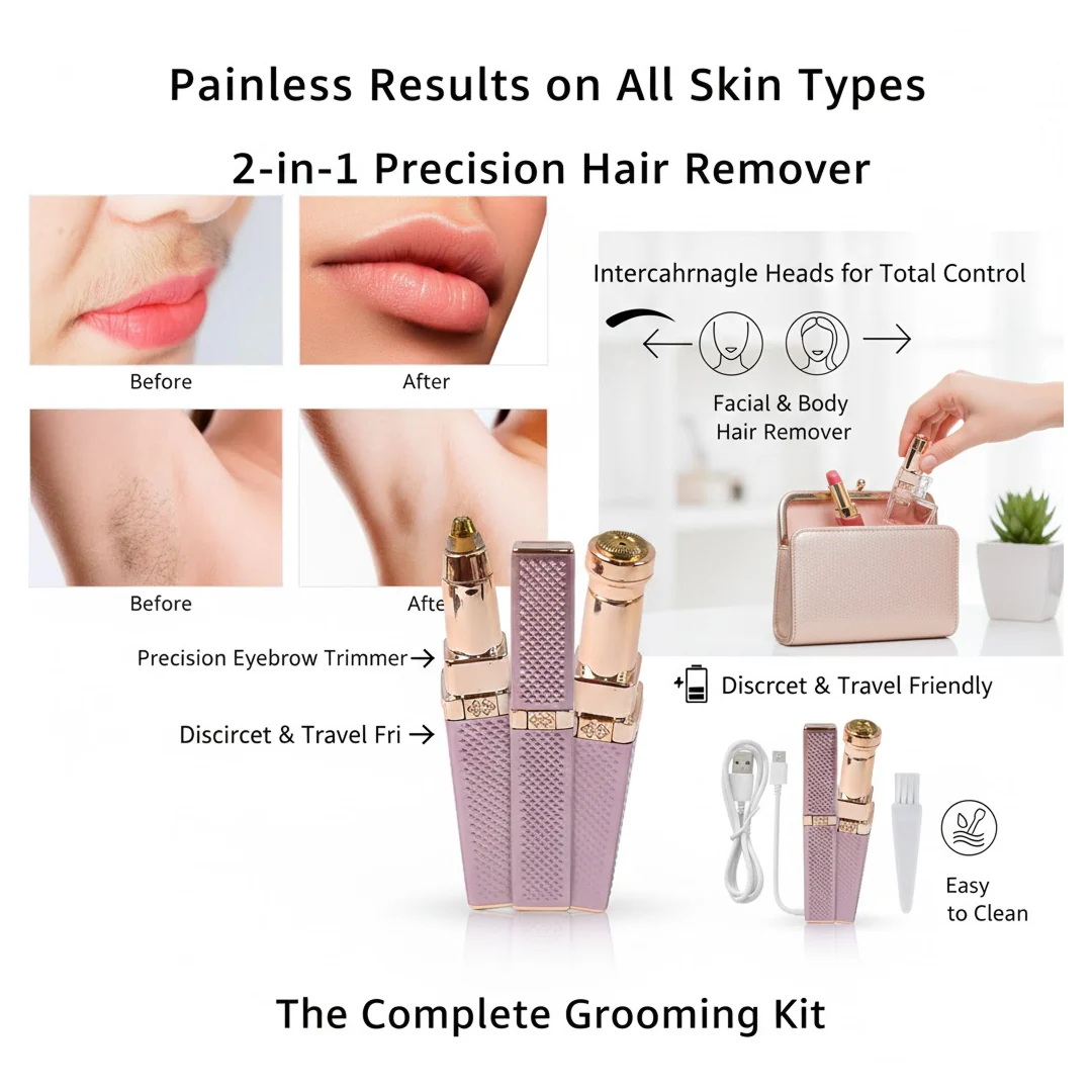 2-in-1 Eyebrow Razor & Painless Hair Shaver (1 Pc), Hair accessories - Image 4