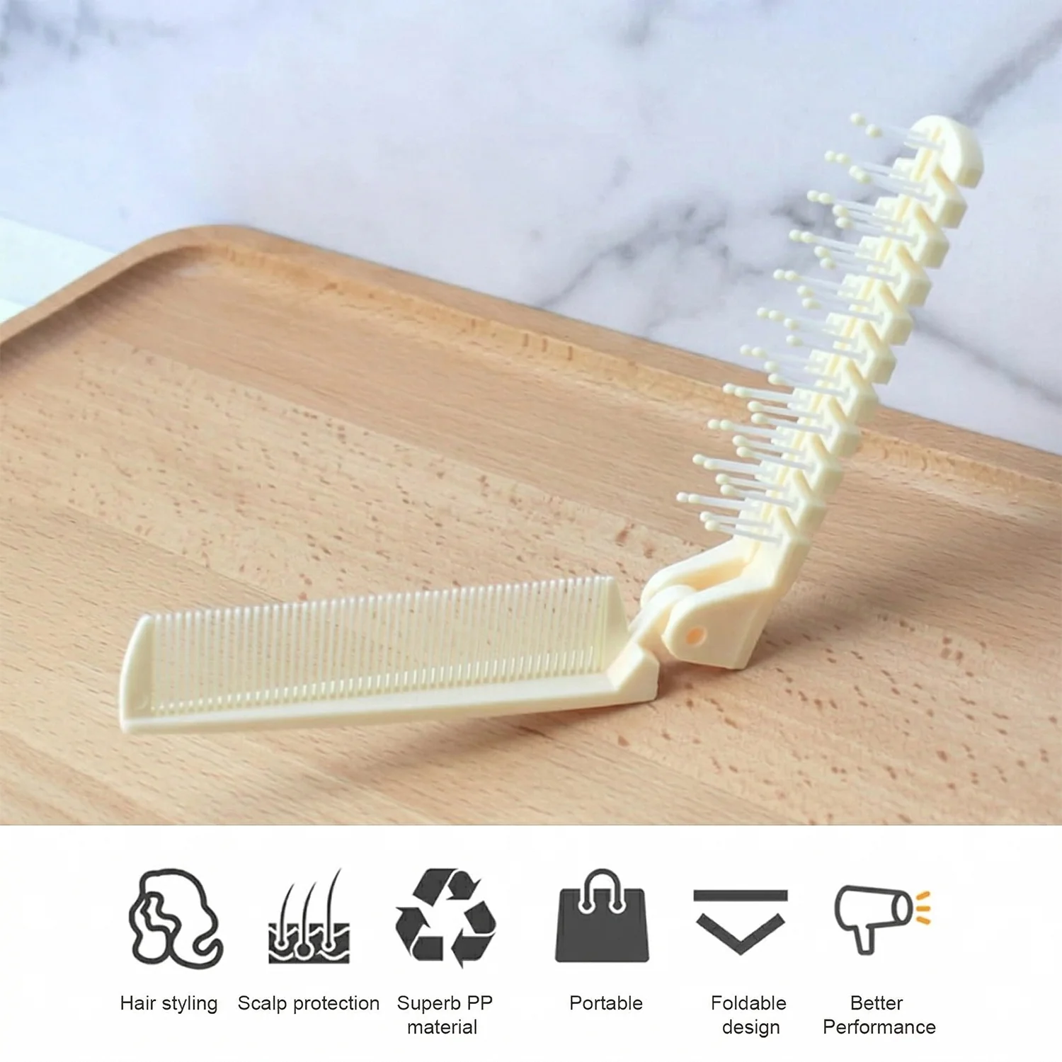 2 In 1 Foldable Hair Comb with Brush (1 Pc) - Image 5