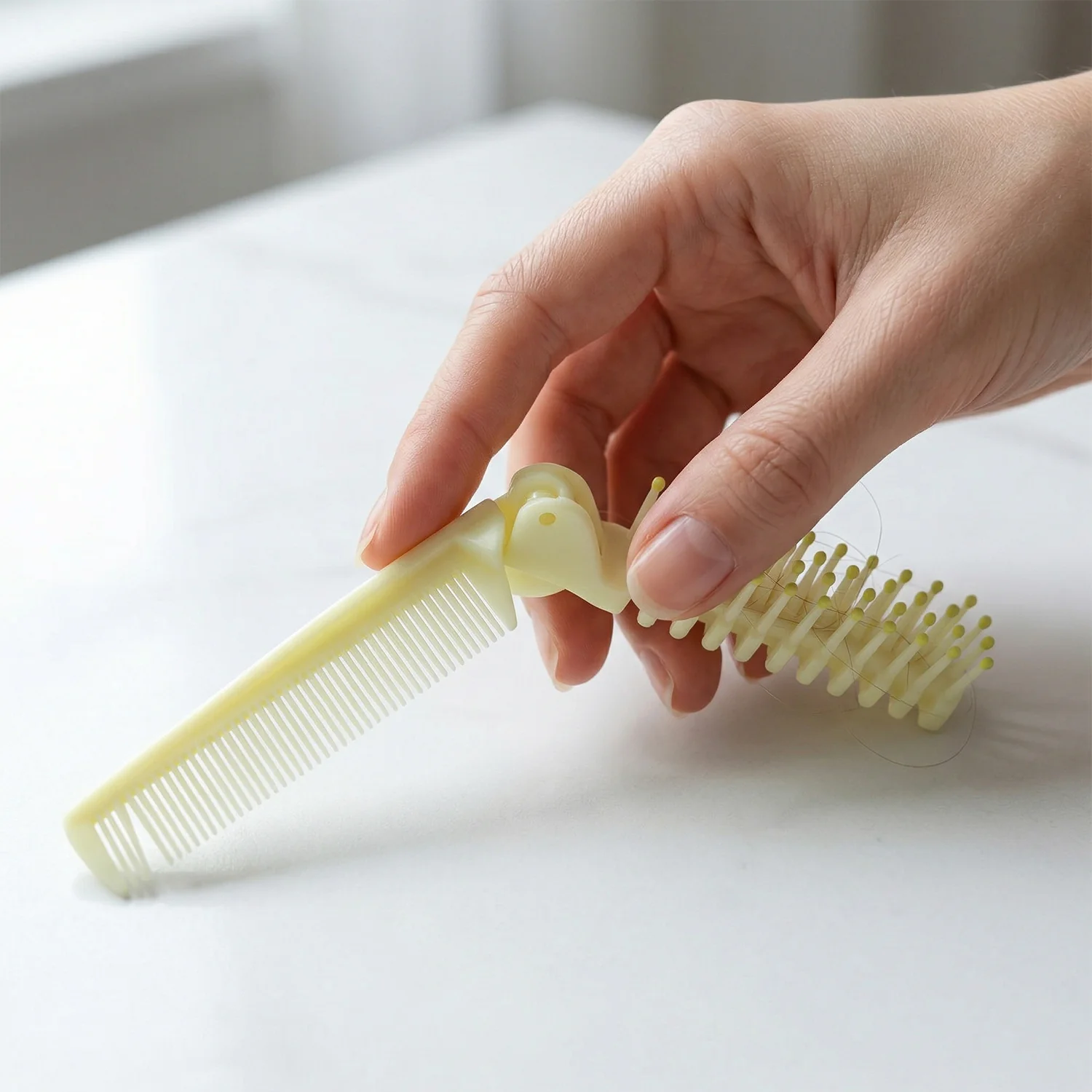 2 In 1 Foldable Hair Comb with Brush (1 Pc) - Image 7