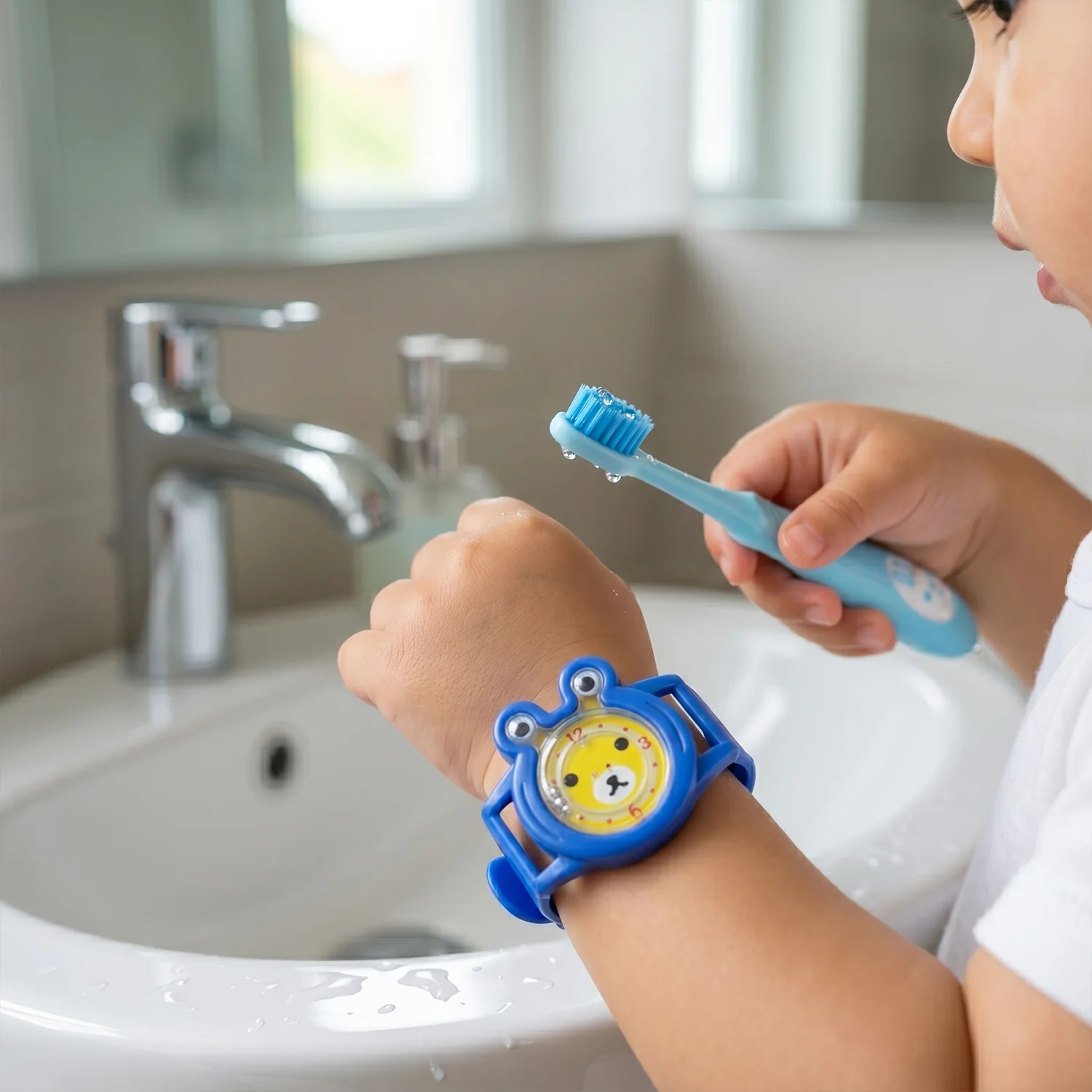 2 in 1 Kids Toothbrush with Cartoon Watch Toy (2 Pc Set) - Image 3