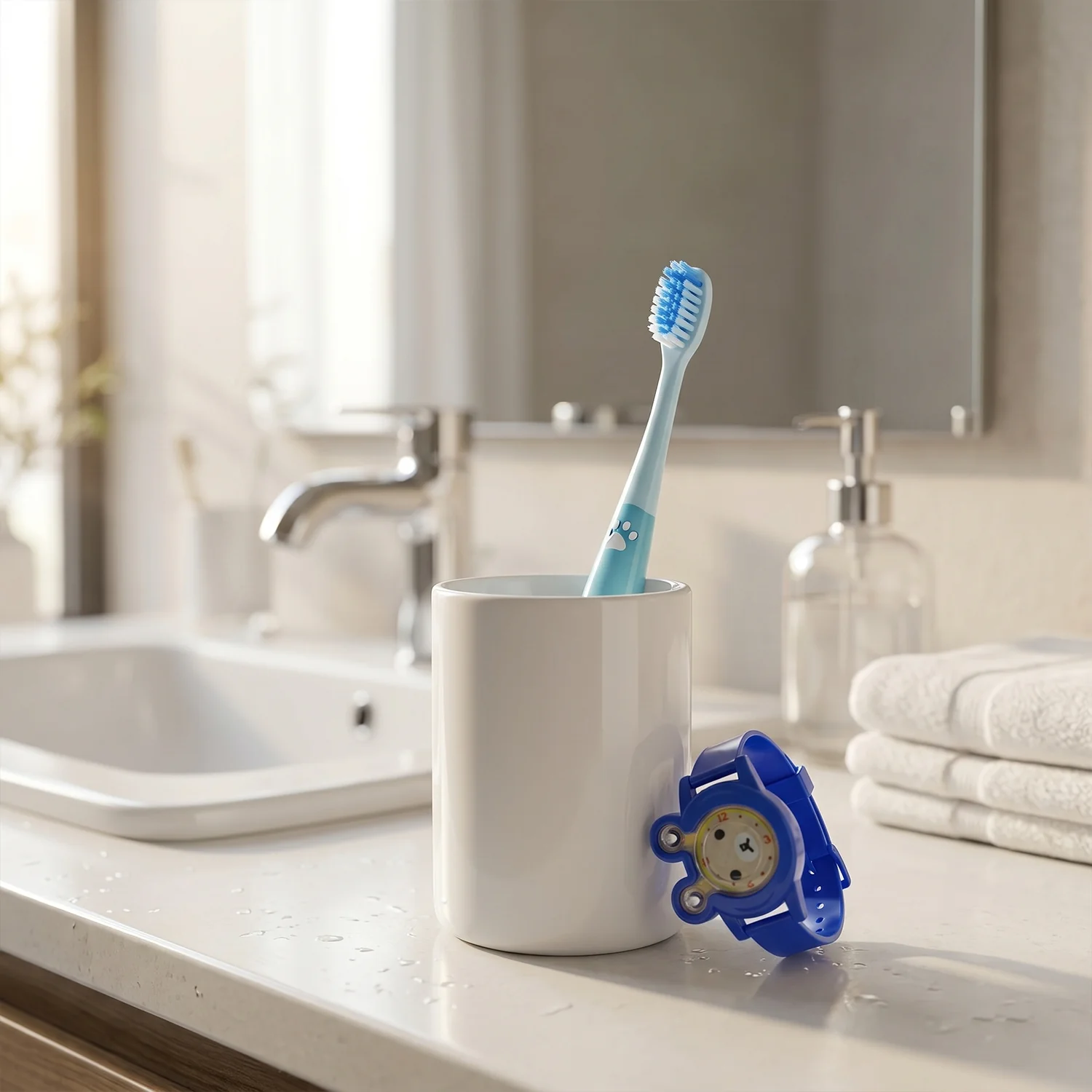 2 in 1 Kids Toothbrush with Cartoon Watch Toy (2 Pc Set) - Image 7