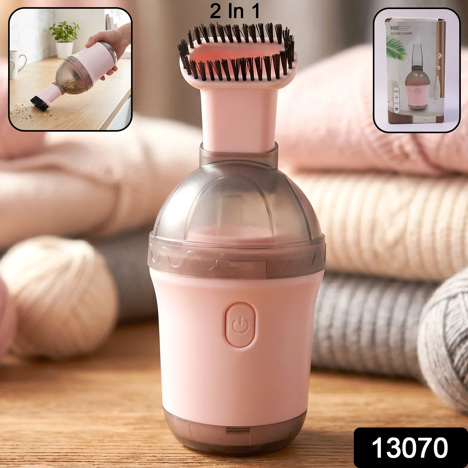2 in 1 Mini Vacuum Cleaner with Brush Attachment (1 pc) - Image 2