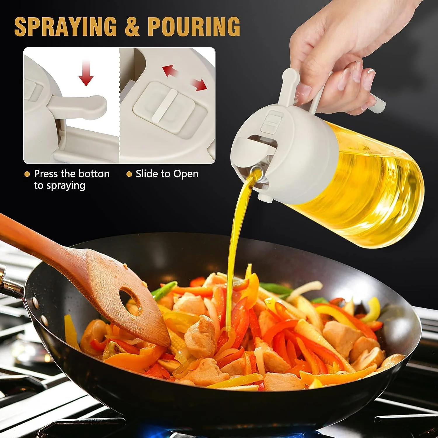 2-in-1 Multi-Purpose Glass Oil Dispenser Bottle (500 ml Approx) - Image 4