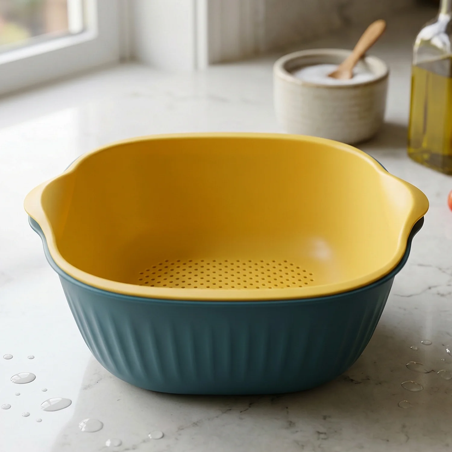 2 in 1 Multipurpose Plastic Washing Bowl with Drain Basket (1 Pc) - Image 7