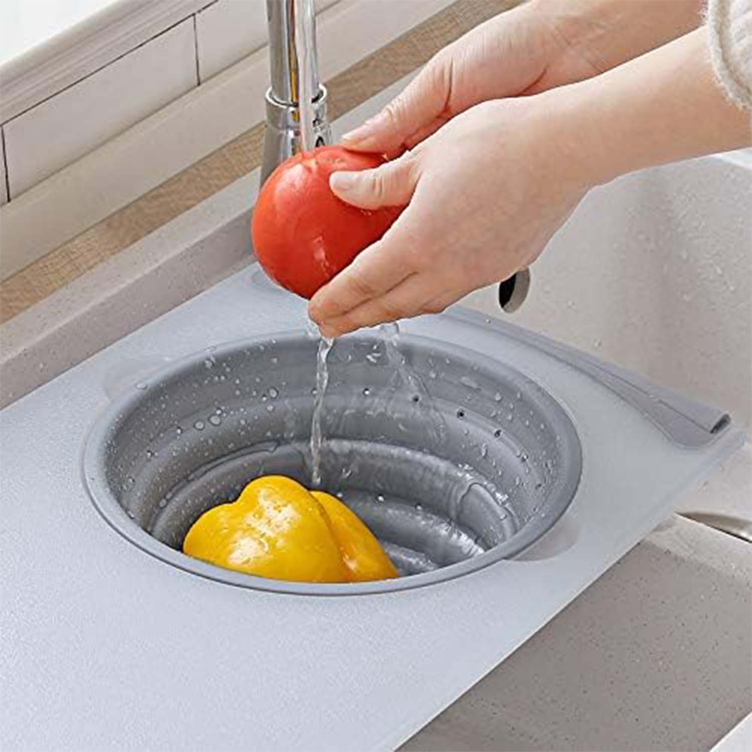 2 in 1 Over-Sink Cutting Board with Built-In Collapsible Strainer (50 x 28 Cm) - Image 11