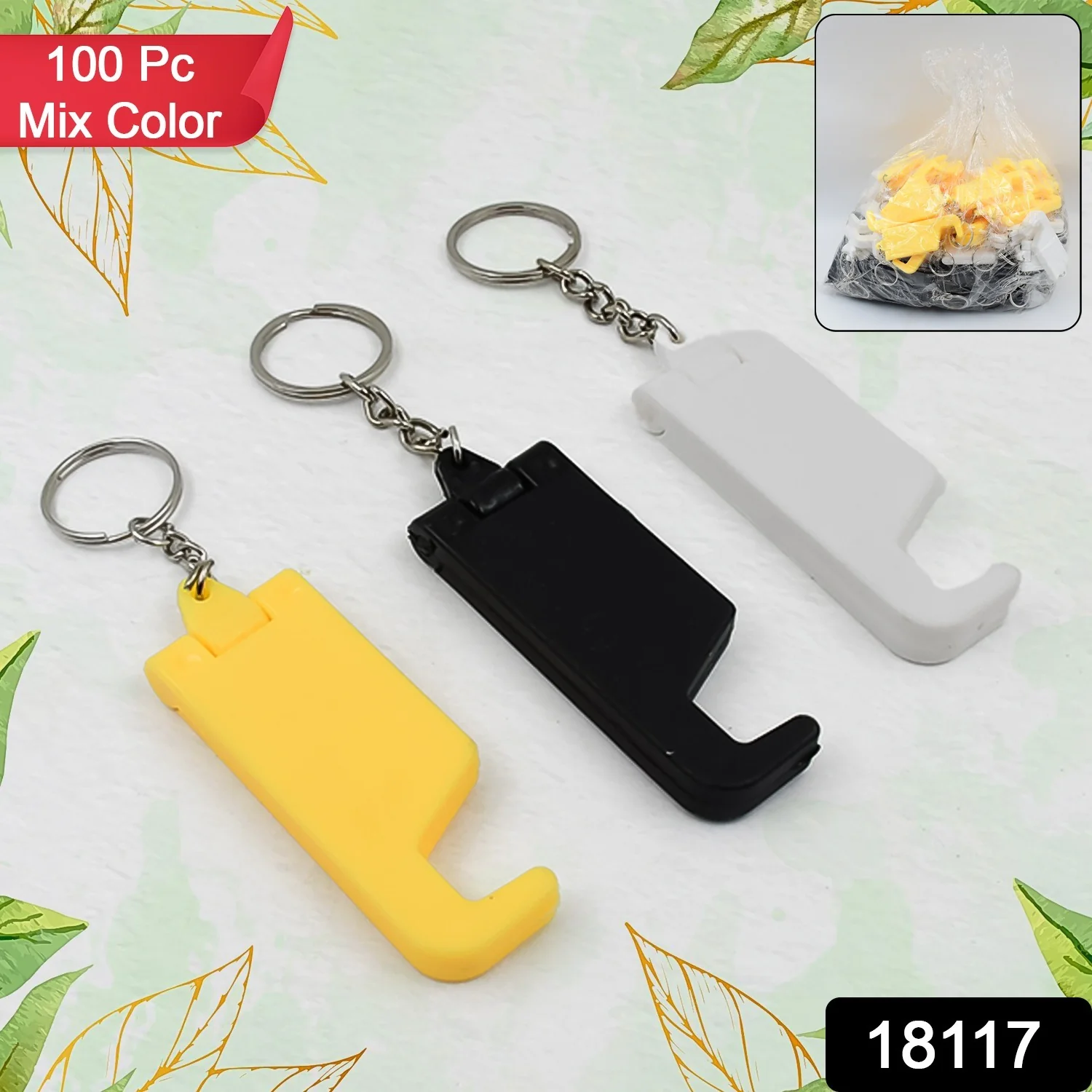 2 in 1 Plastic Keychain with Mobile Stand / Phone Holder (100 Pcs Set / Multicolor) - Image 2
