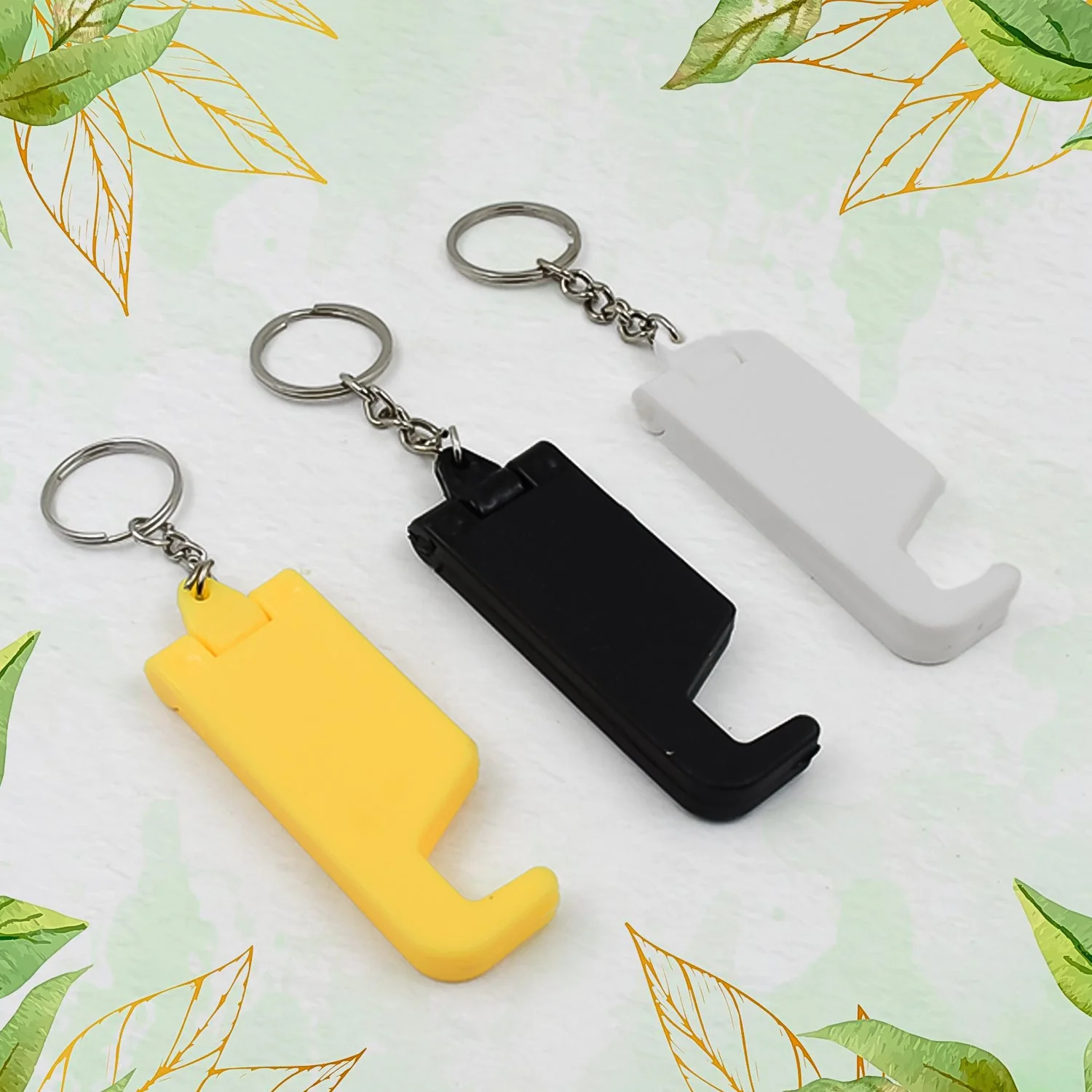 2 in 1 Plastic Keychain with Mobile Stand / Phone Holder (5 Pcs Set / Multicolor) - Image 4