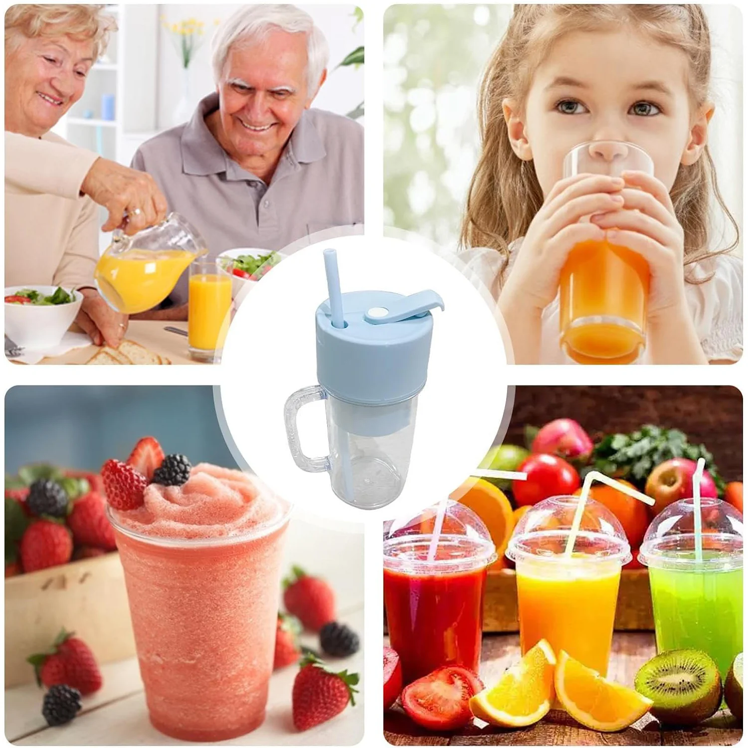 2 In1 Portable Crusher Juicer With Handle & Straw for Smoothie Sipper USB Rechargeable (340 ml) 6 Stainless Steel Blades Compact Juicer Mixer, Juicer Portable Fresh Juice Blender Portable Electric Juicer ( 340 ML ) - Image 6