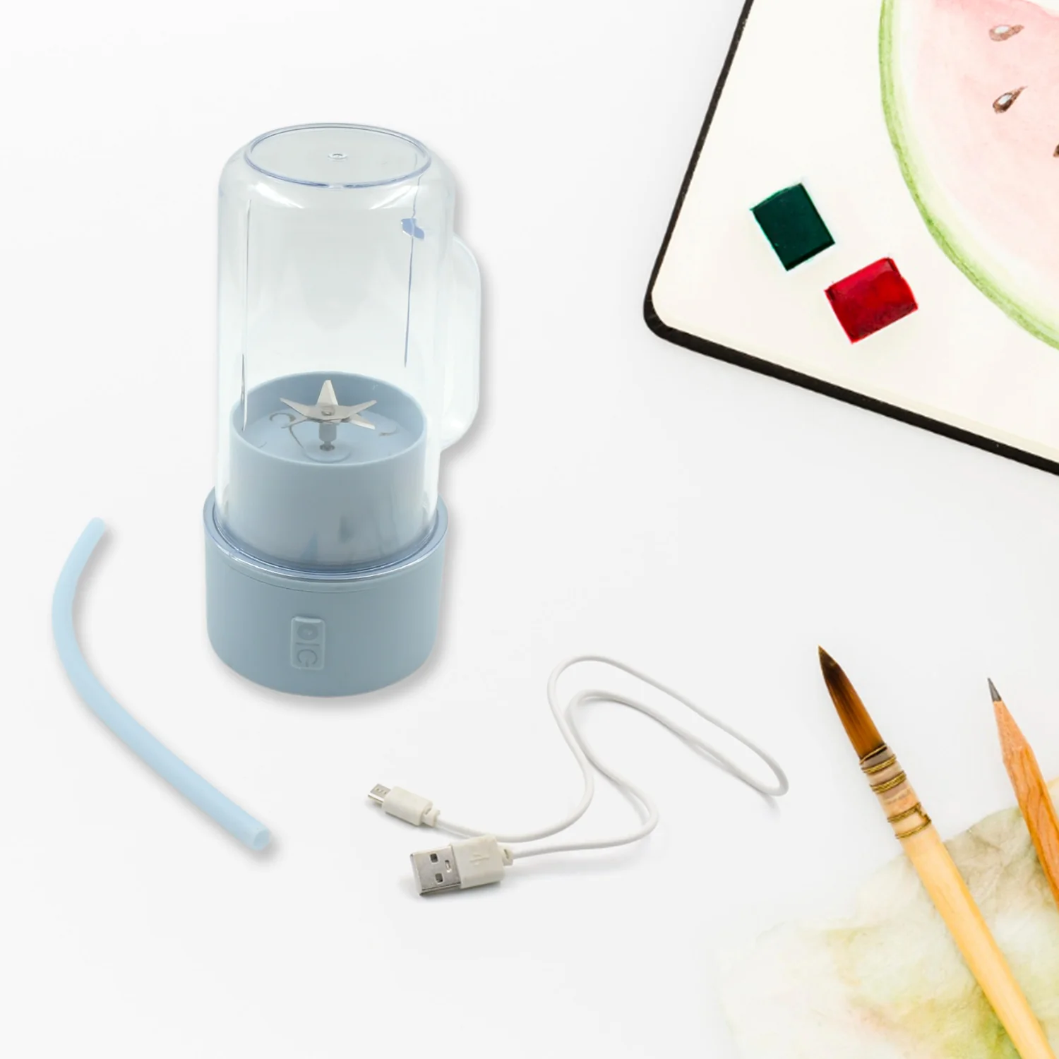 2 In1 Portable Crusher Juicer With Handle & Straw for Smoothie Sipper USB Rechargeable (340 ml) 6 Stainless Steel Blades Compact Juicer Mixer, Juicer Portable Fresh Juice Blender Portable Electric Juicer ( 340 ML ) - Image 7