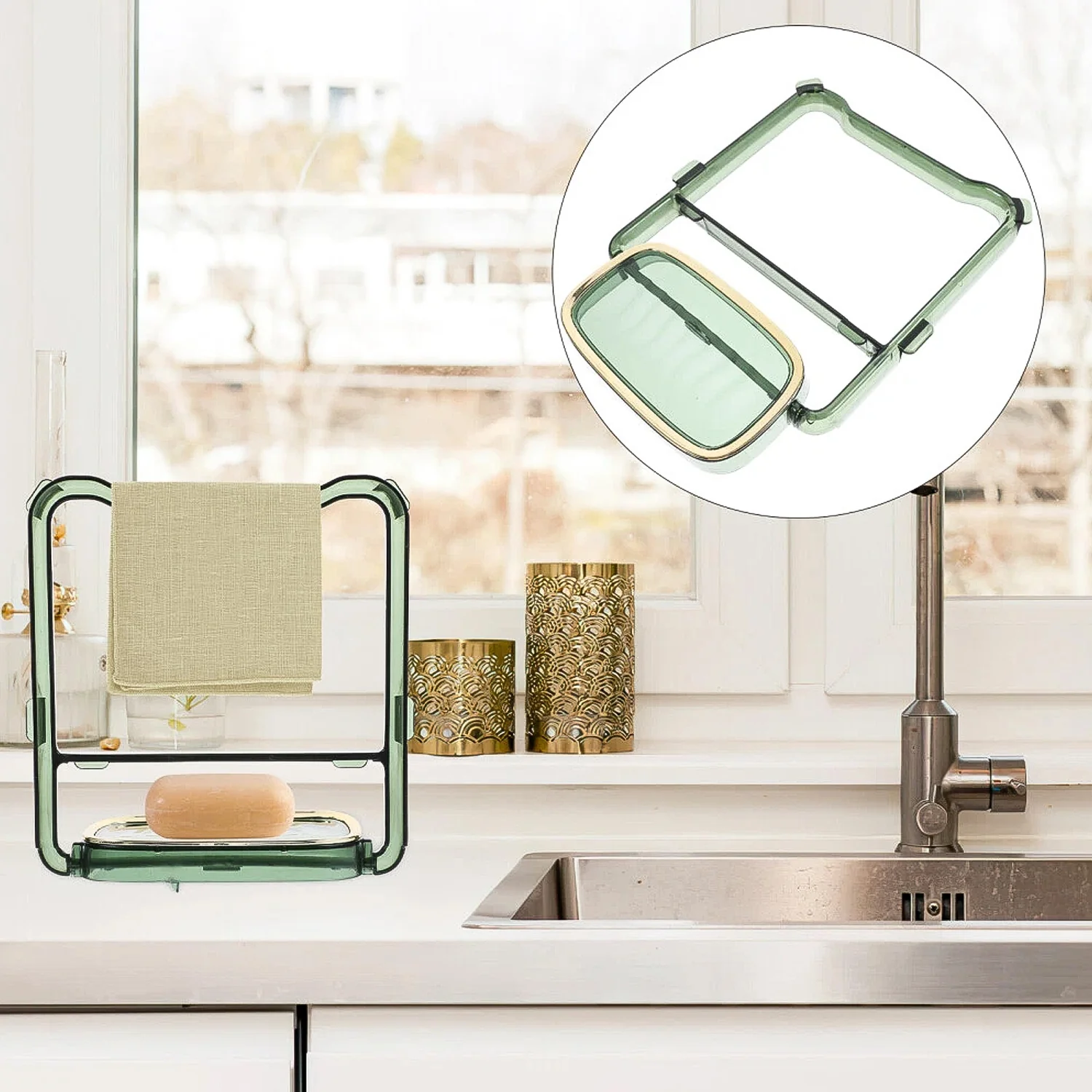 2-in-1 Self-Adhesive Towel Hanger & Soap Holder Stand (1 Pc) - Image 7