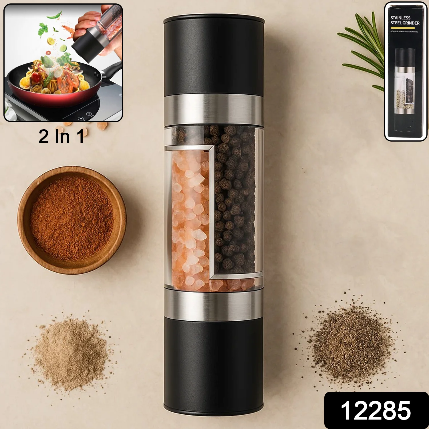2-in-1 Stainless Steel Salt and Pepper Grinder - Image 2