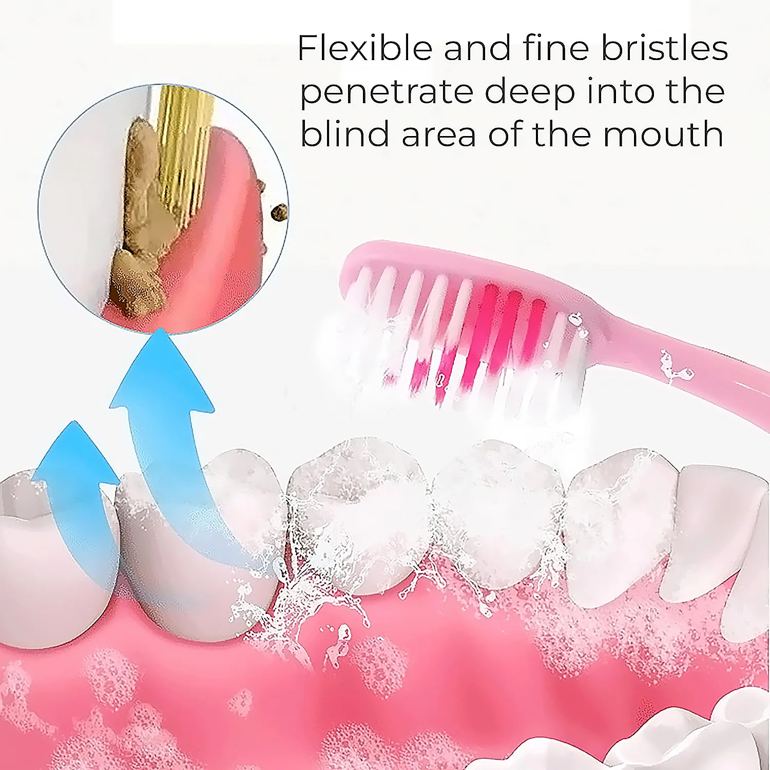 2-in-1 Tooth Brush Tongue Scraper, Soft Bristle & Long Handle (8Pcs) Soft Toothbrush - Image 4