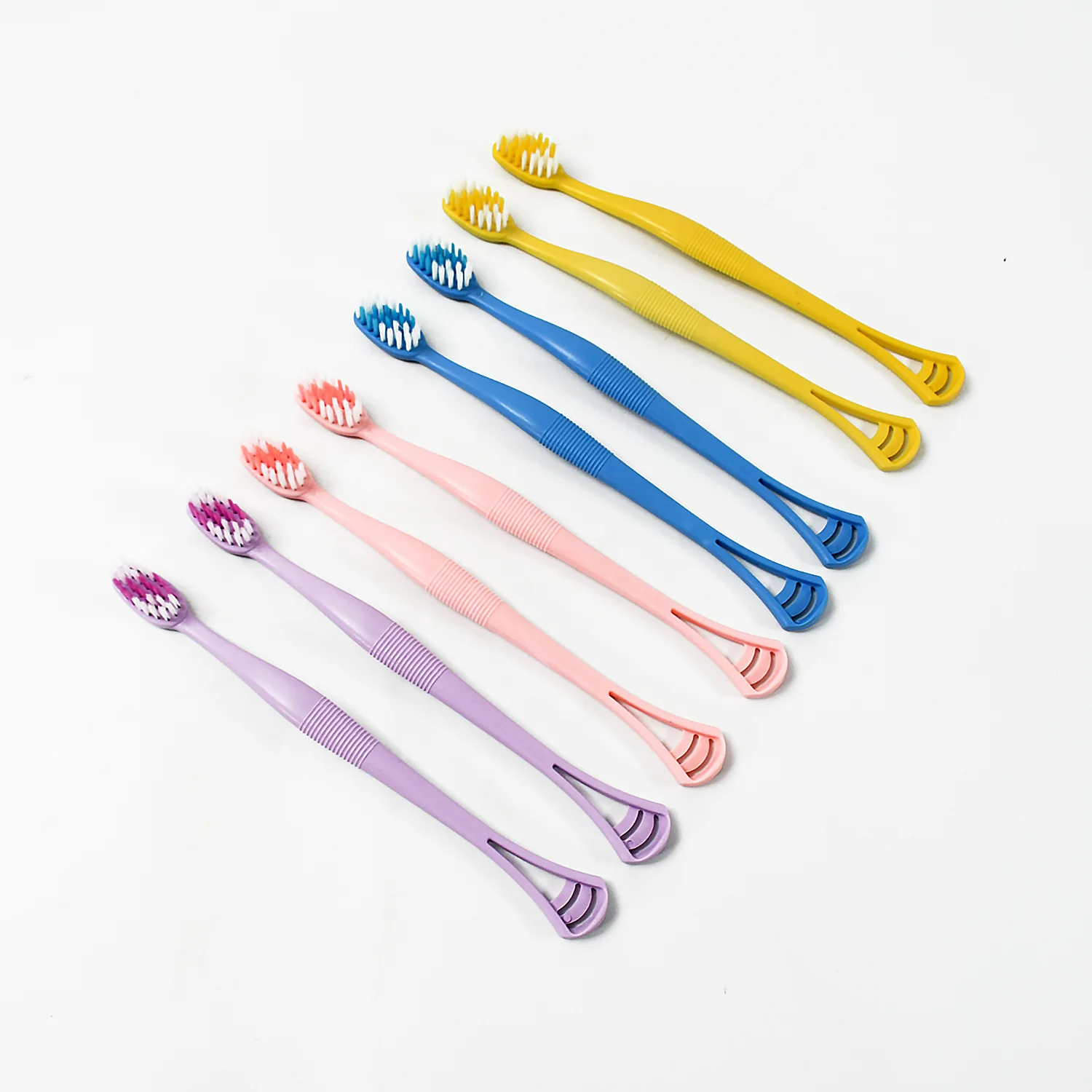 2-in-1 Tooth Brush Tongue Scraper, Soft Bristle & Long Handle (8Pcs) Soft Toothbrush - Image 5