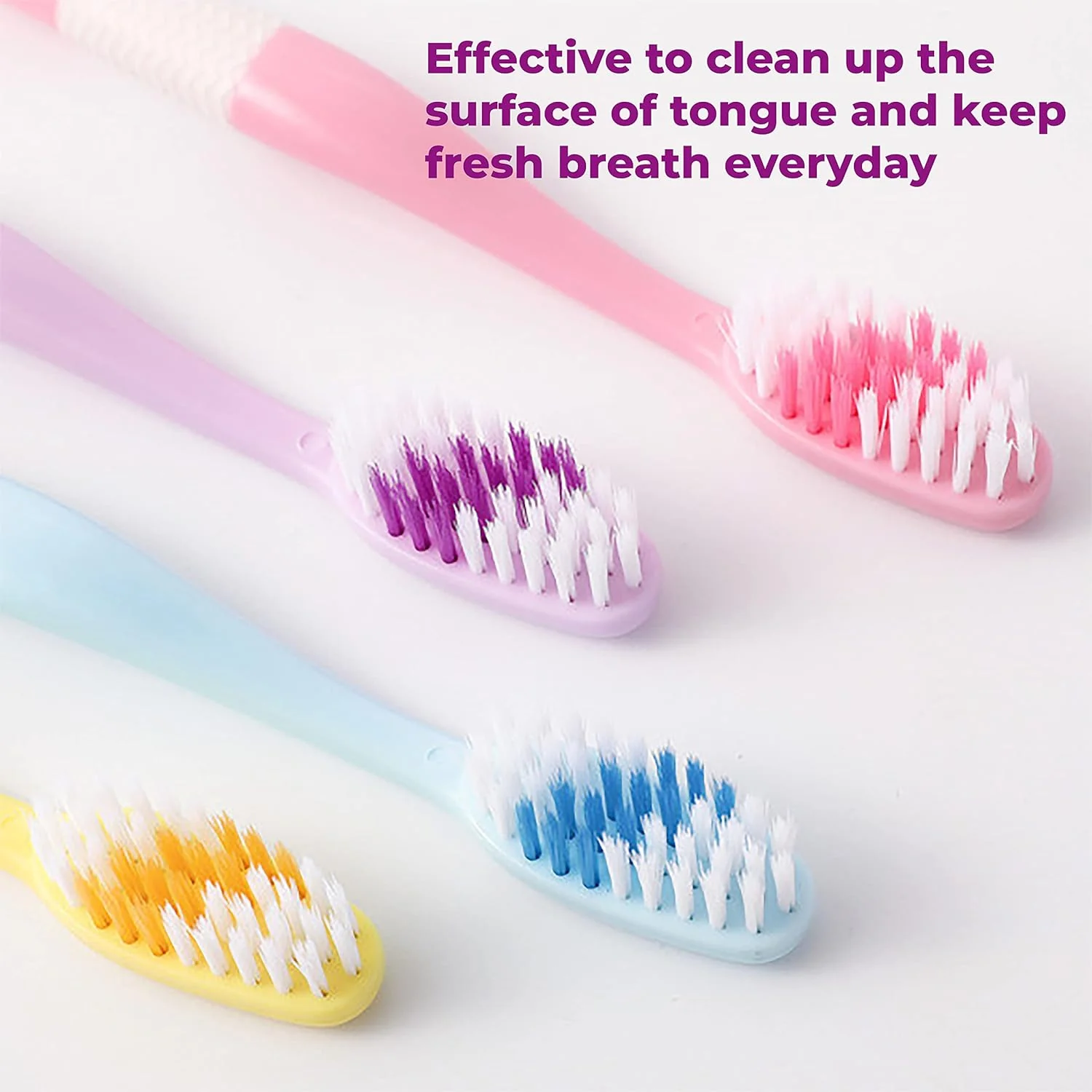 2-in-1 Tooth Brush Tongue Scraper, Soft Bristle & Long Handle (8Pcs) Soft Toothbrush - Image 8