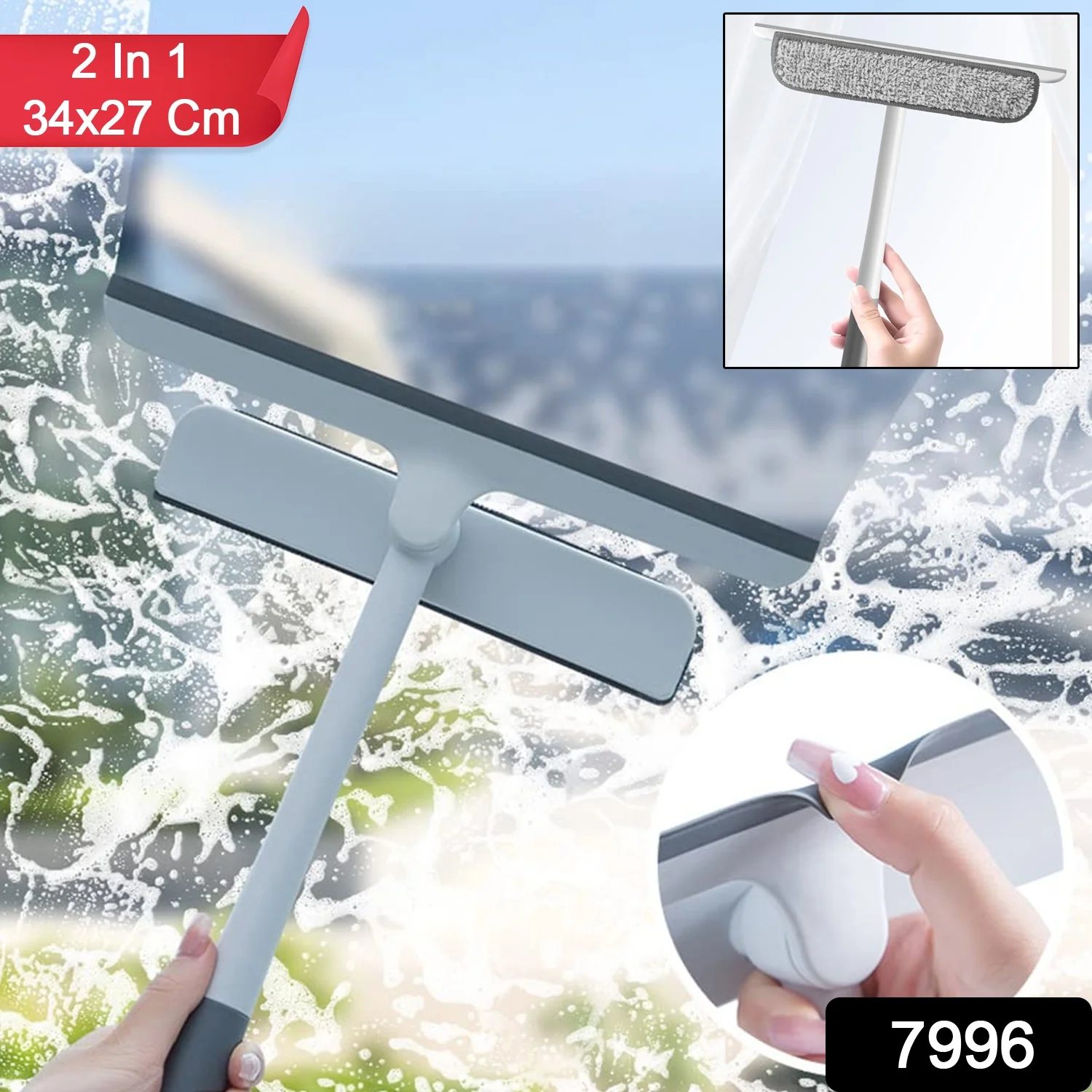2-in-1 Window Glass Cleaning Wiper with Microfiber Pad - Image 2