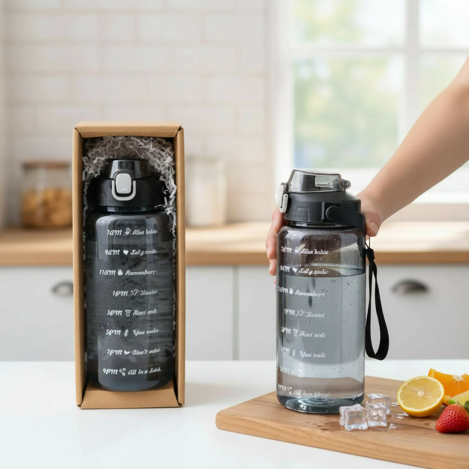 2 L Plastic Motivational Sipper Water Bottle - Image 3