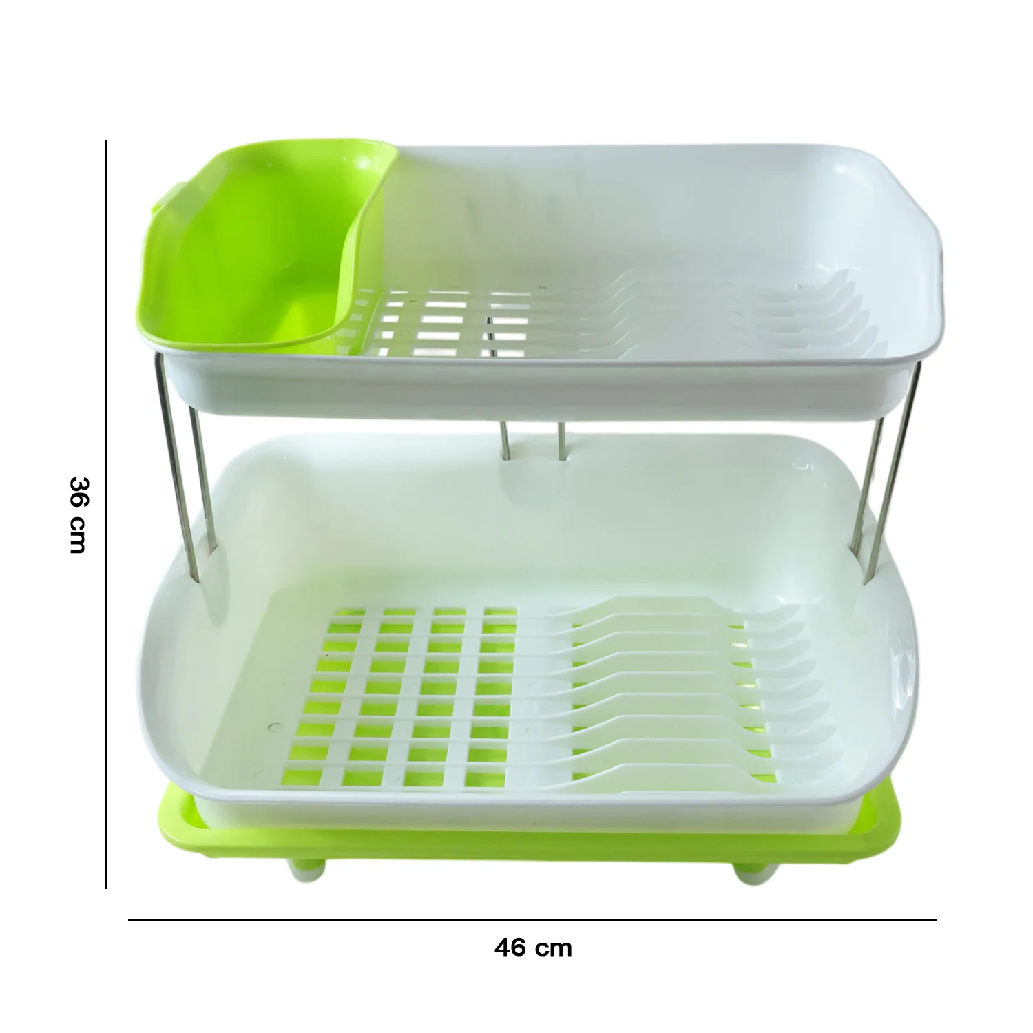 Prexo 2 Layer Kitchen Dish Drying Rack with Drain Tray (1 Set) - Image 6