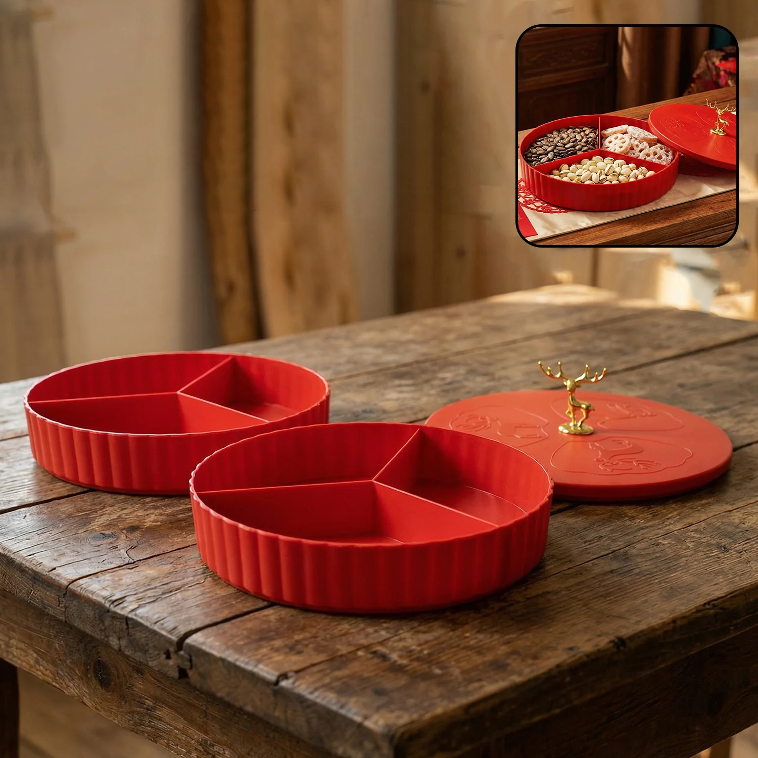 2 Layer Multipurpose Decorative Dry Fruit and Snack Serving Tray (1 Pc) - Image 7