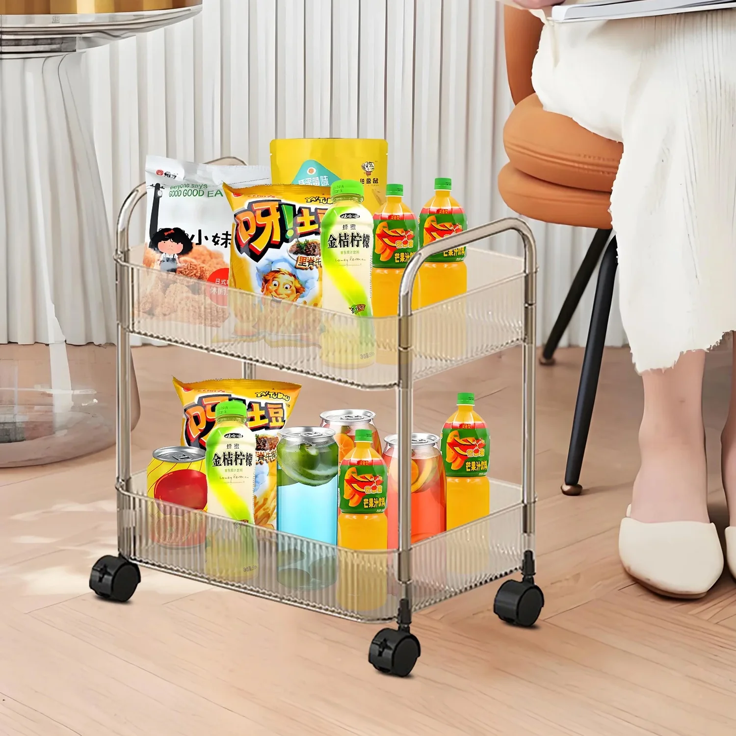 2 Layer Multipurpose Storage Trolley with Wheels (1 Pc) - Image 4