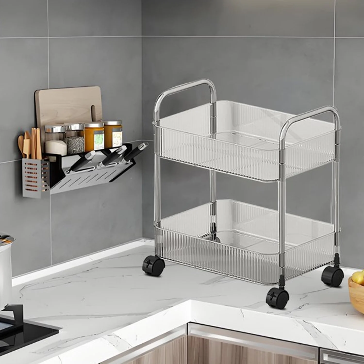 2 Layer Multipurpose Storage Trolley with Wheels (1 Pc) - Image 7