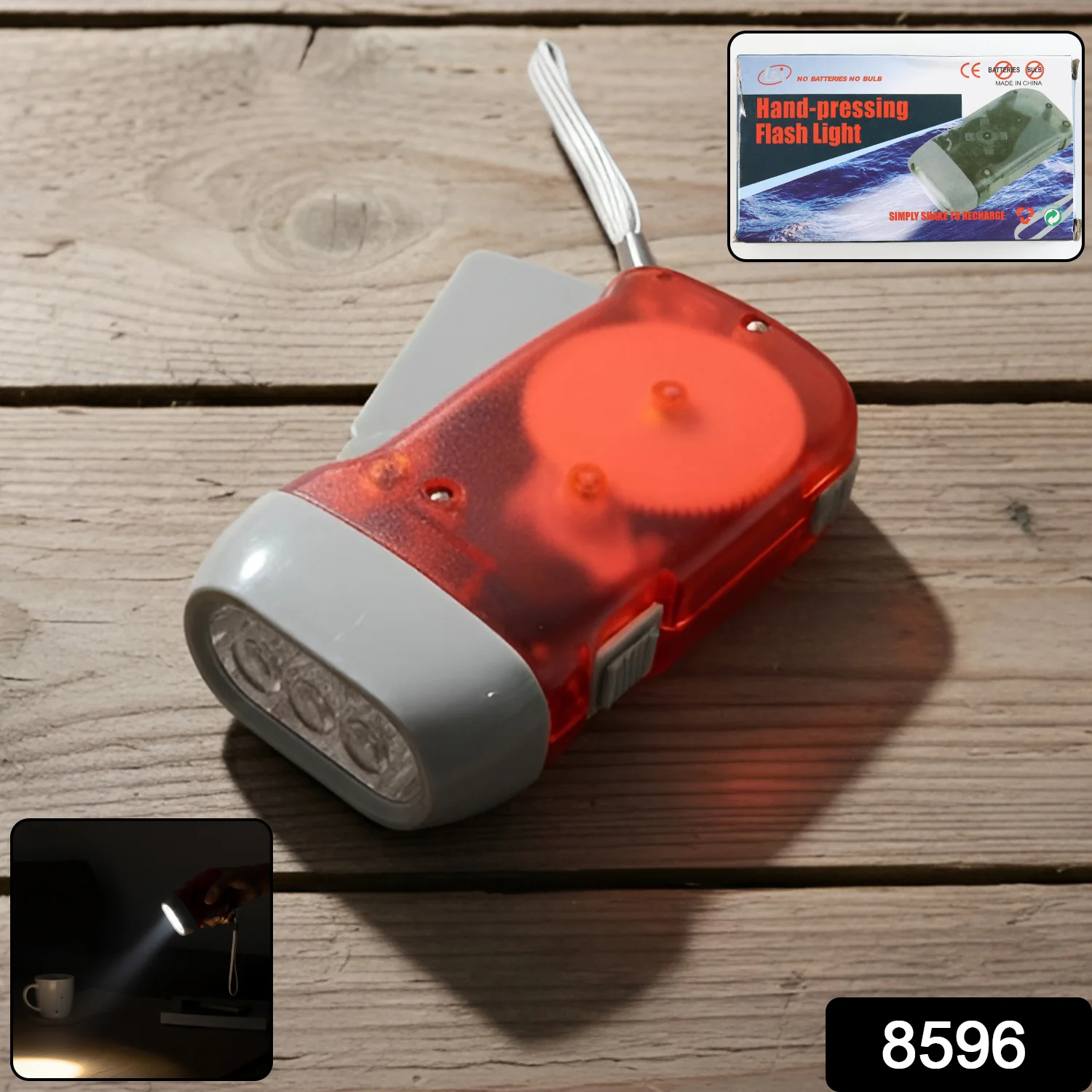 2-LED Hand Press Torch – Battery-Free Hand Crank Flashlight - Image 2