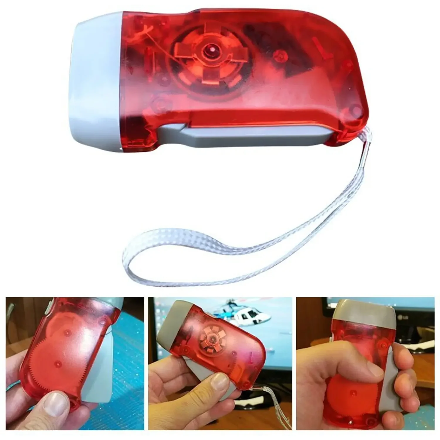 2-LED Hand Press Torch – Battery-Free Hand Crank Flashlight - Image 6
