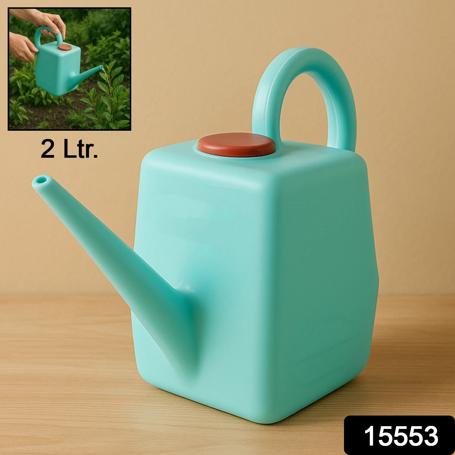 2 Litre Heavy-Duty Plastic Gardening Watering Can with Long Spout & Ergonomic Handle - Image 2