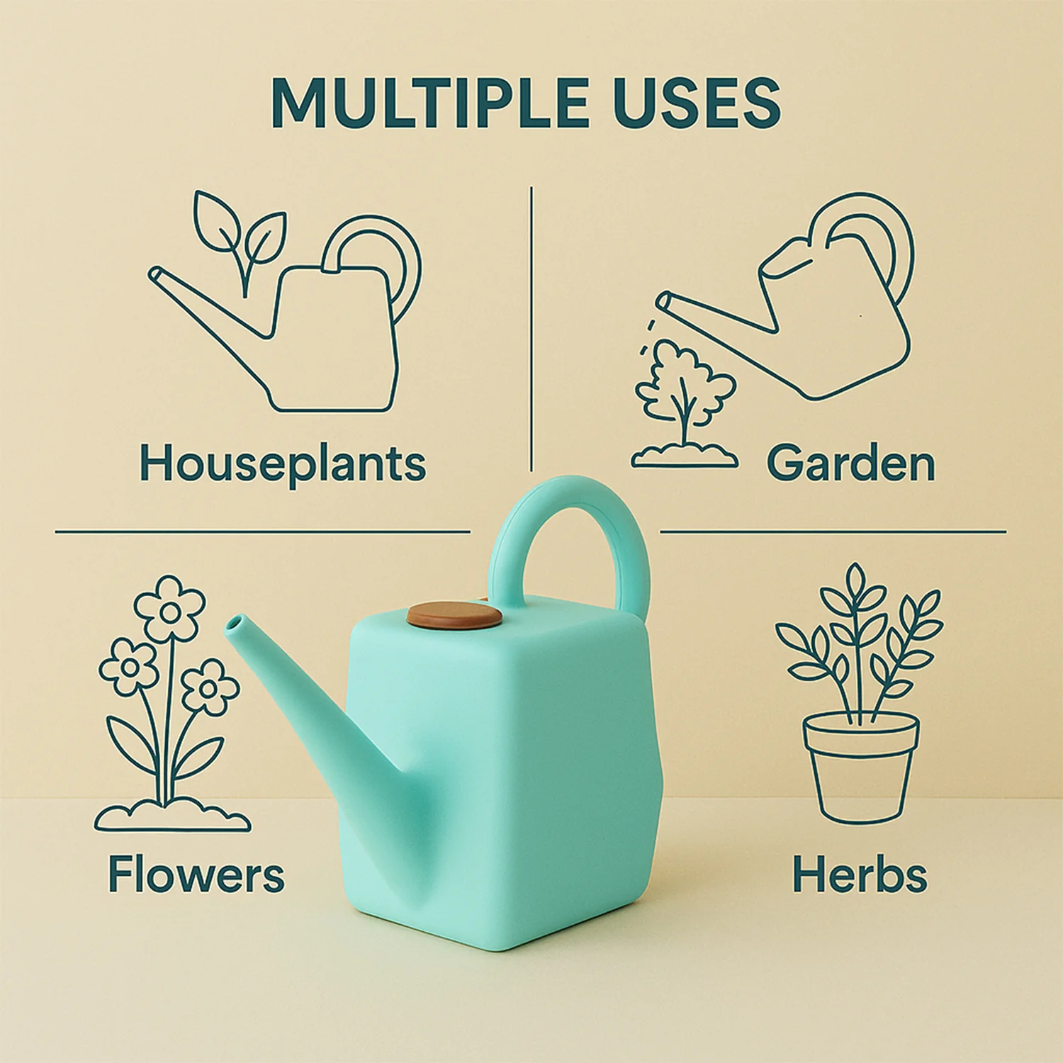 2 Litre Heavy-Duty Plastic Gardening Watering Can with Long Spout & Ergonomic Handle - Image 4