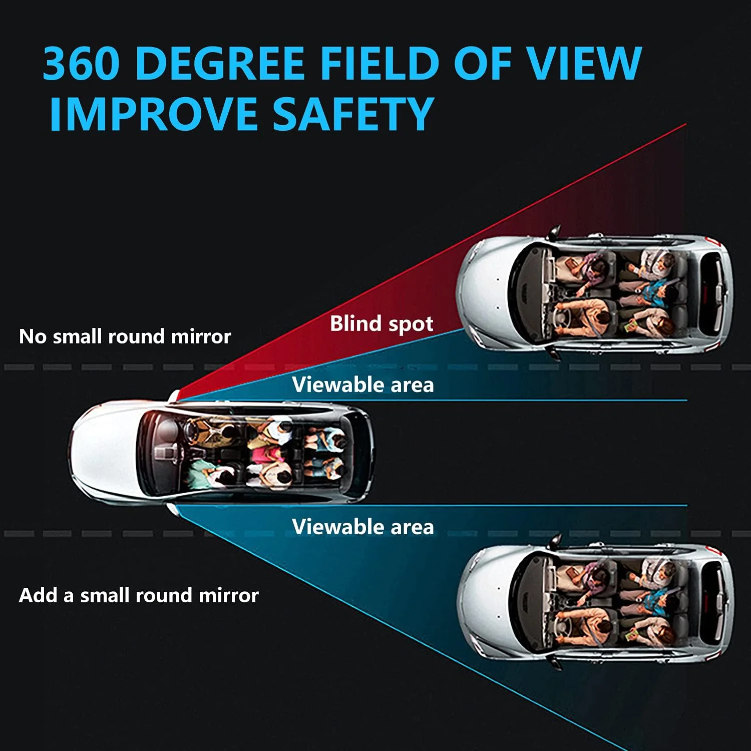 2 Pc Car Blind Spot Convex Side Mirror Set (1 Pc / Mix Color) - Image 9