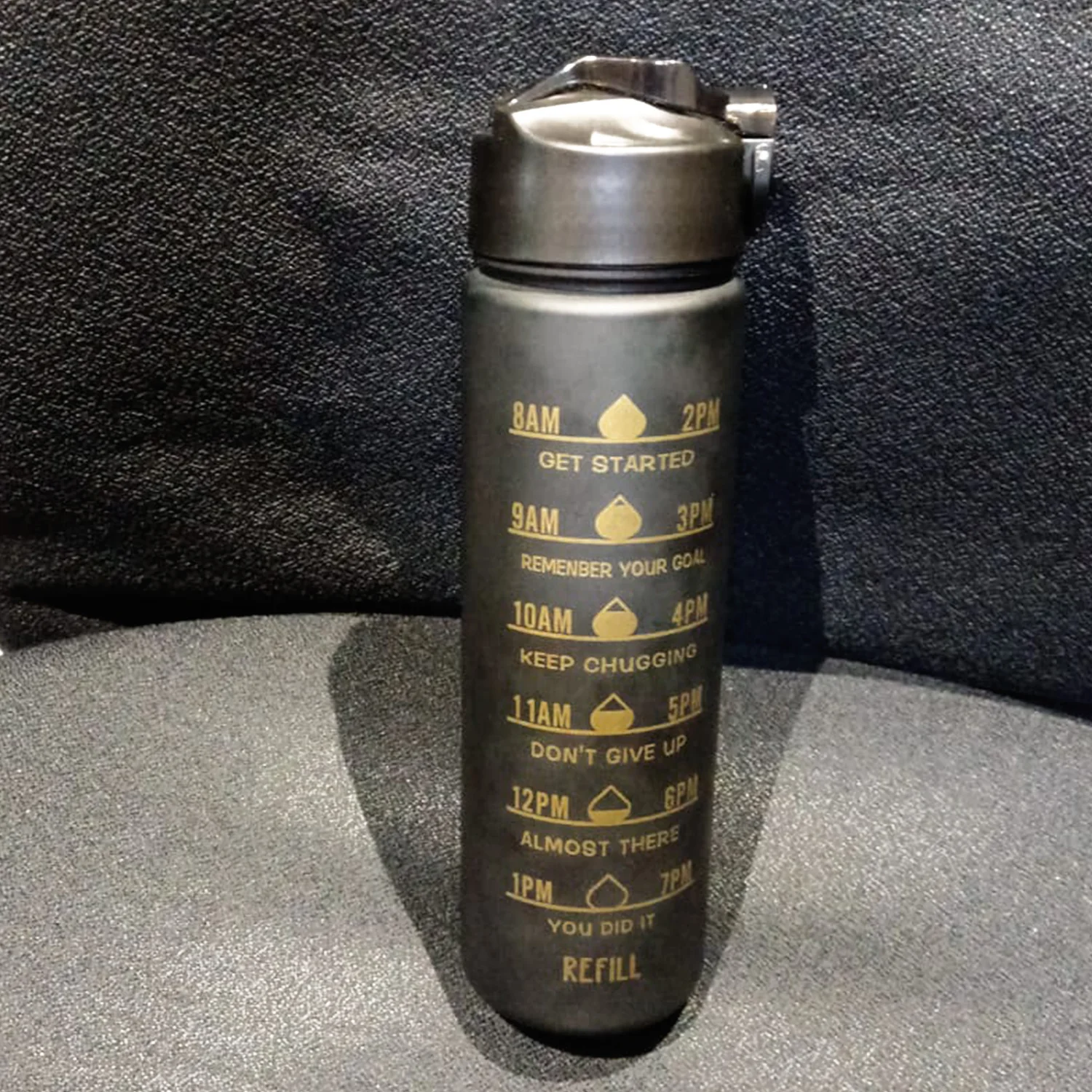 2 Pc Premium Black Motivational Water Bottle Set (900 ML + 300 ML) - Image 7