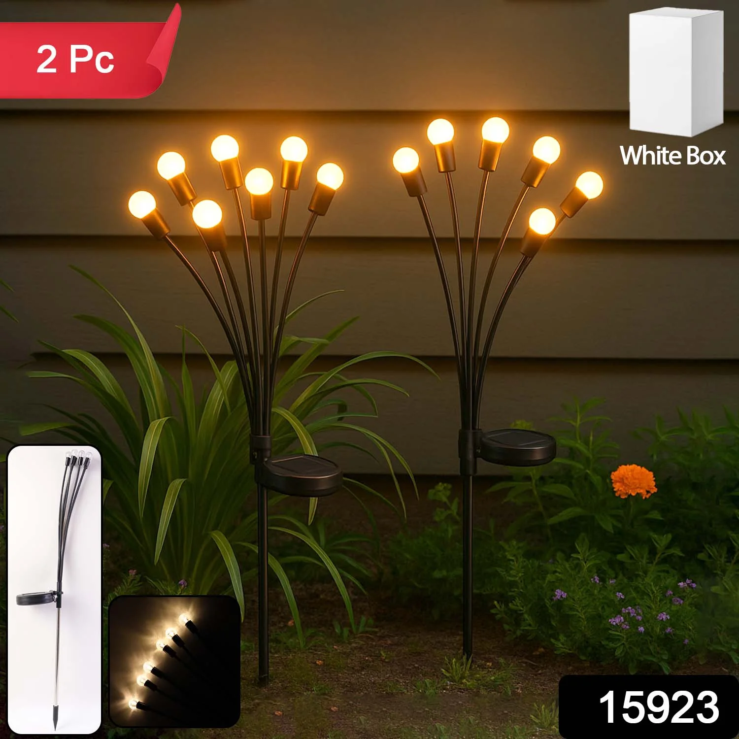 2 Pc Solar LED Garden Stake Firework Lights - Image 2