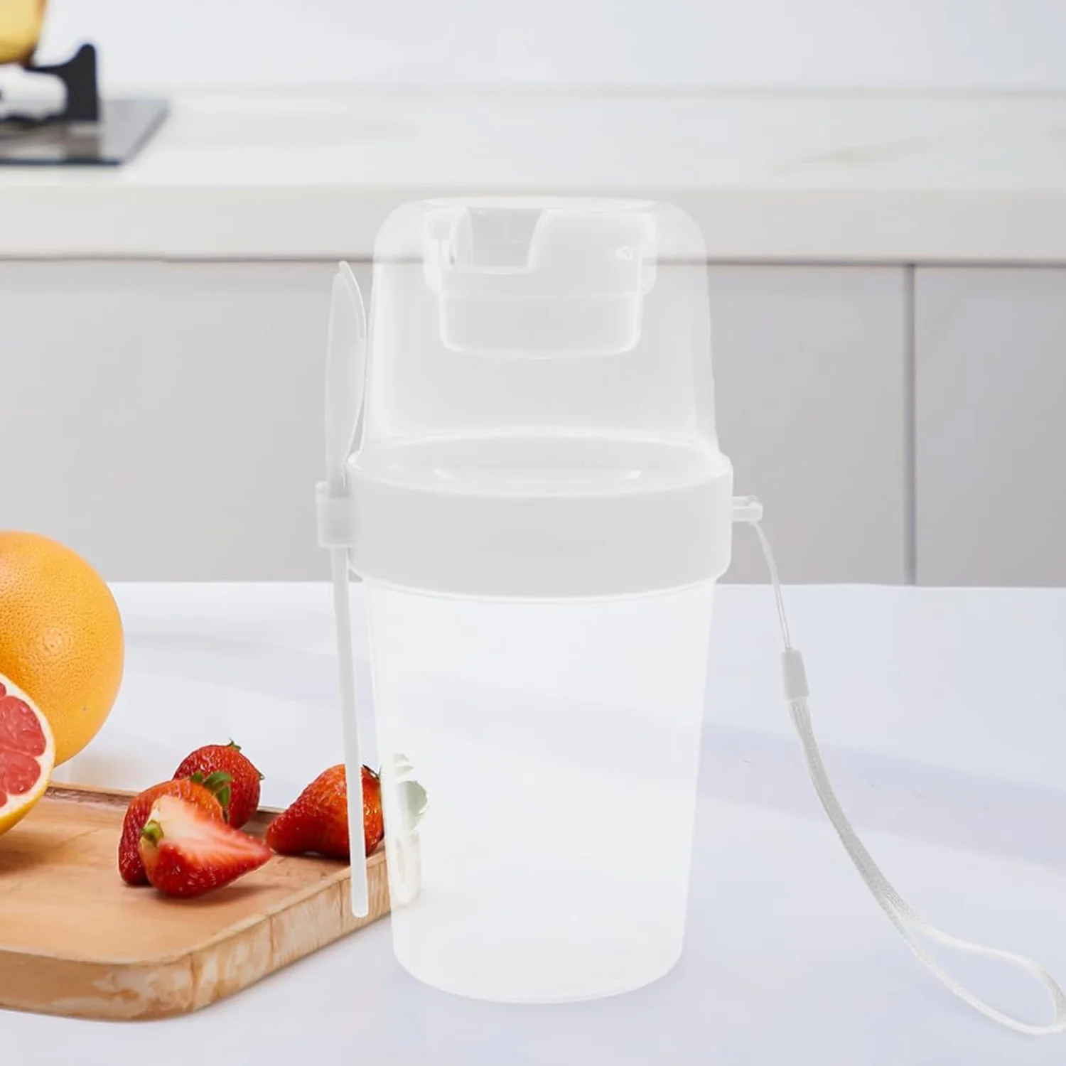 2-Piece Salad Cup Lunch Container with Dressing Storage and Reusable Fork - Image 4