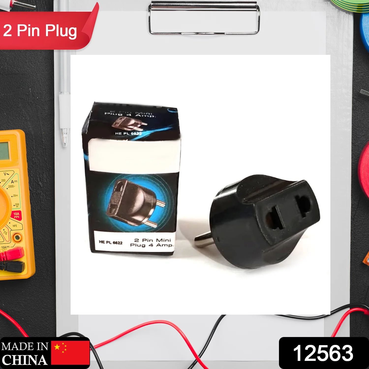 2 Pin 4 Amp Plug Converter, Plug Adapter With Color Box (1 Pc ) - Image 2