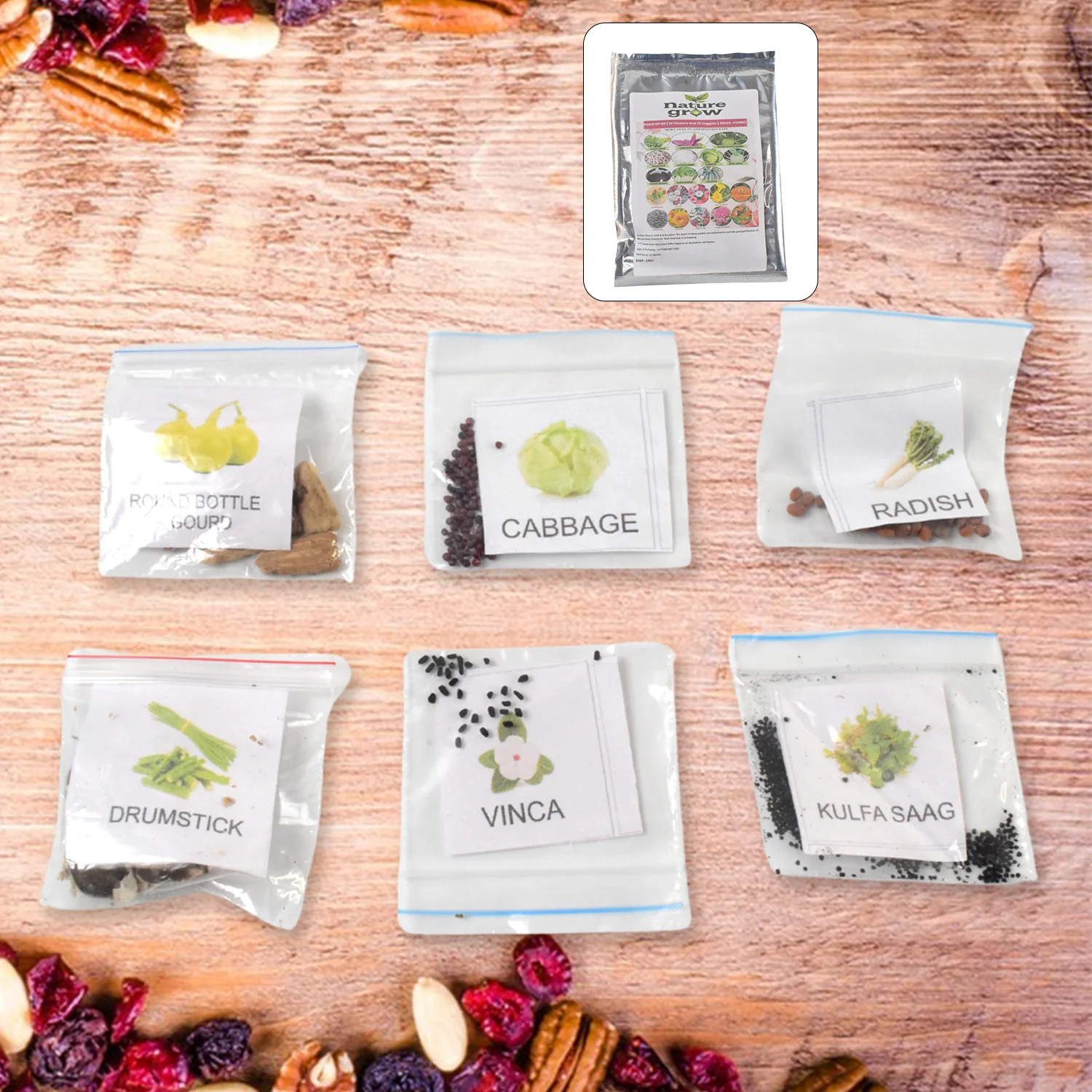 20 Varieties of Vegetable & Flower Seeds Combo (1 Pkt. / 20 Varieties) - Image 3