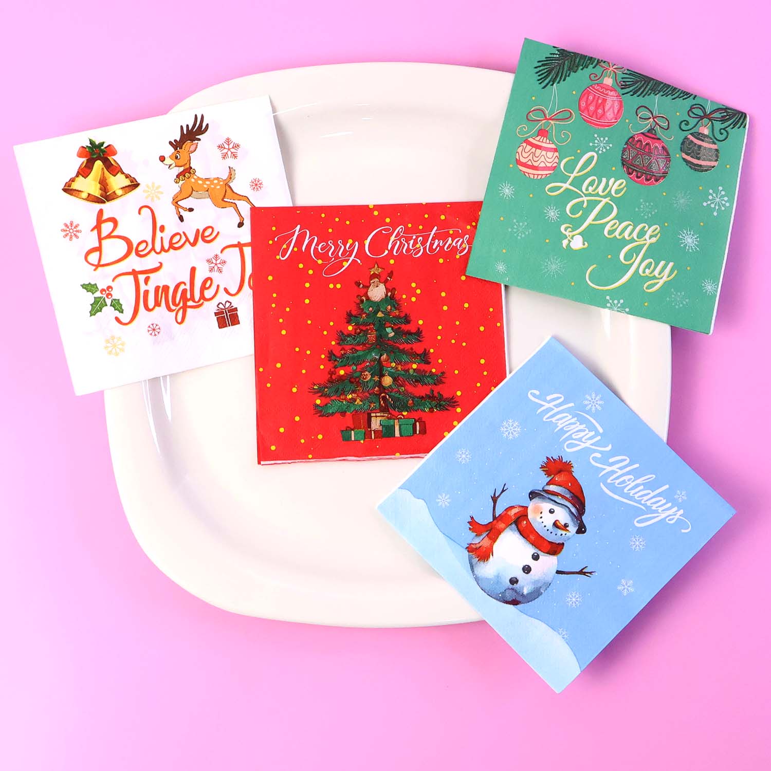 200 Pc Premium Festive Design Paper Napkins 10x10 Inch (26x26 cm) - Image 4