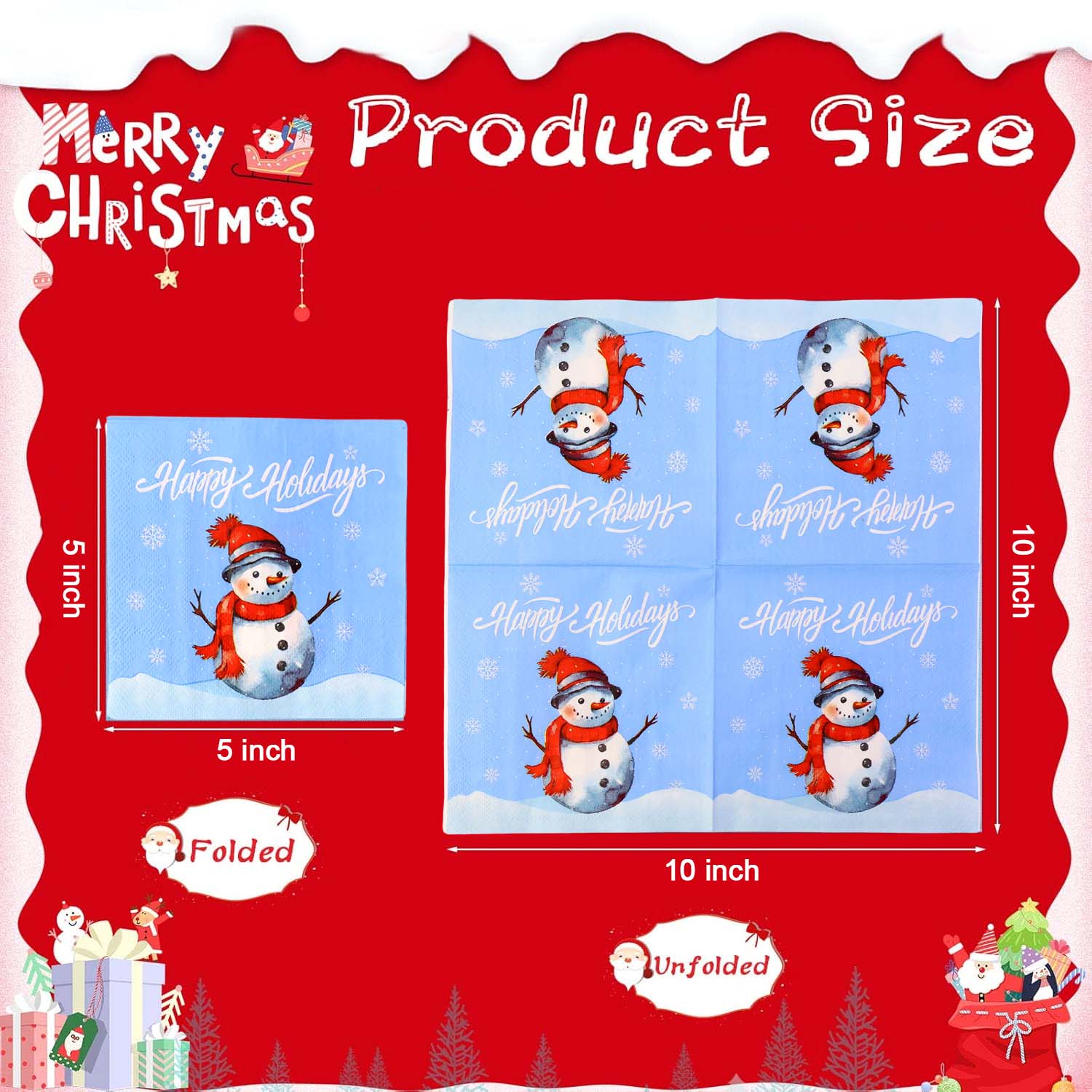 200 Pc Premium Festive Design Paper Napkins 10x10 Inch (26x26 cm) - Image 6