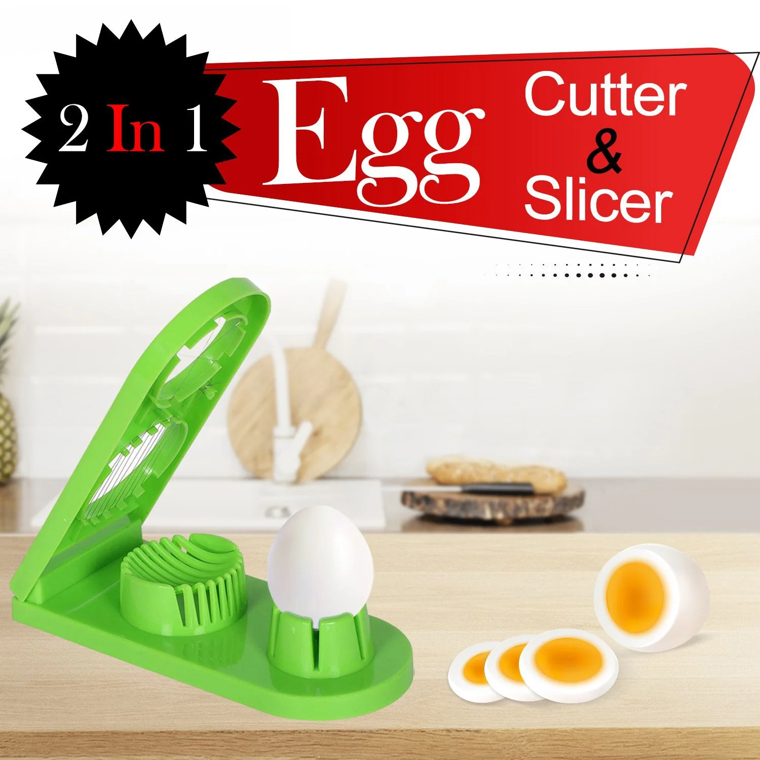 2 in 1 Double Cut Egg Cutter with Stainless Steel Wire for Easy Slicing - Image 5