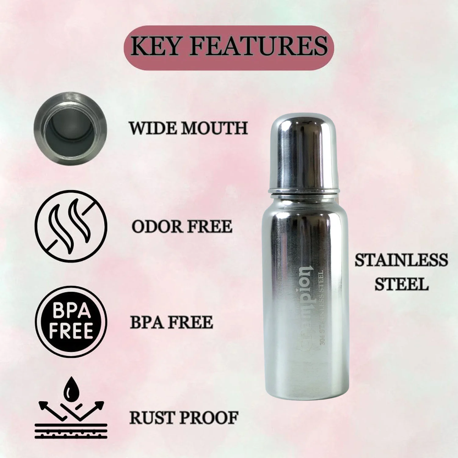 Stainless Steel Baby Feeding Bottle 200ML - Image 7