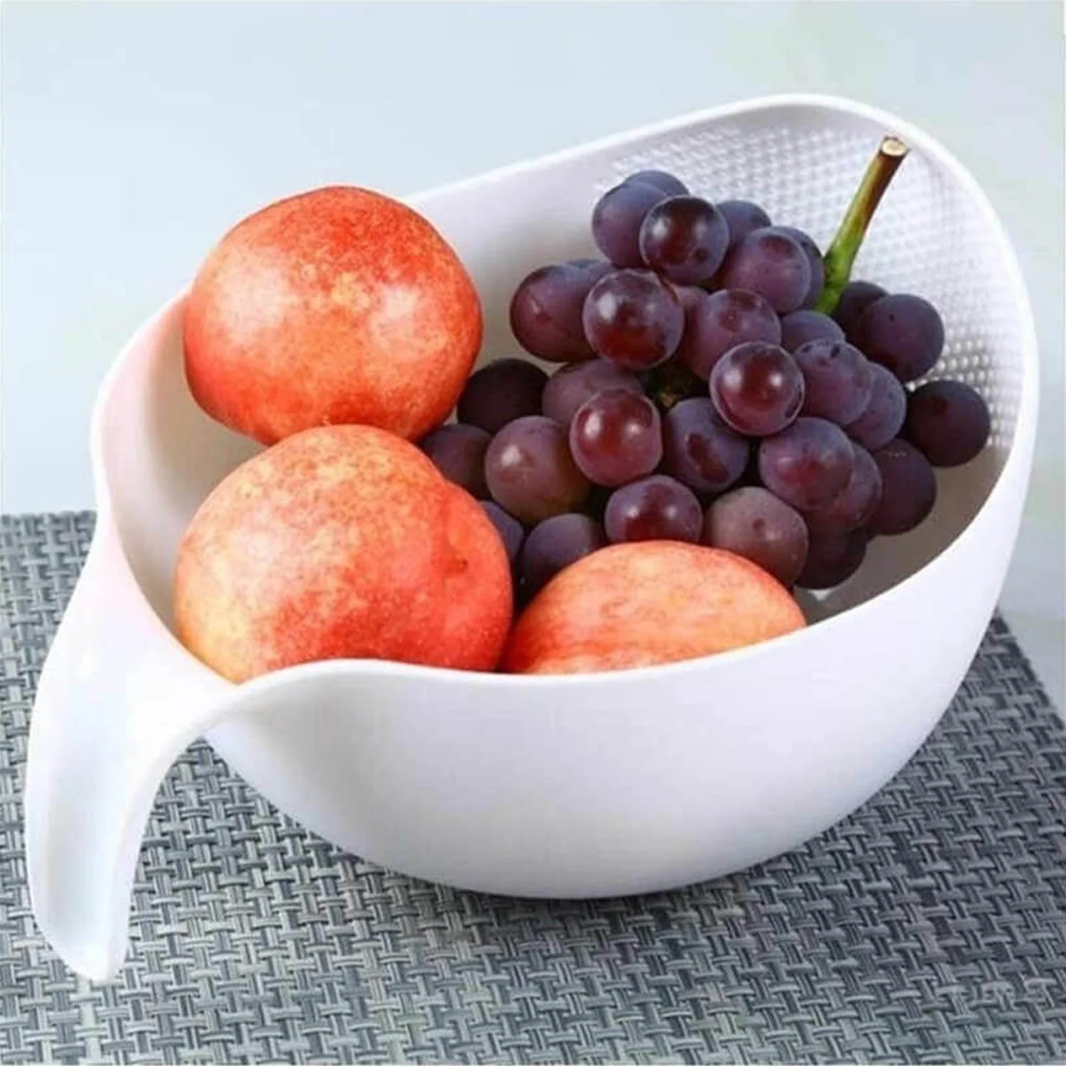 Plastic Rice Bowl & Food Strainer with Thick Handle - Image 6