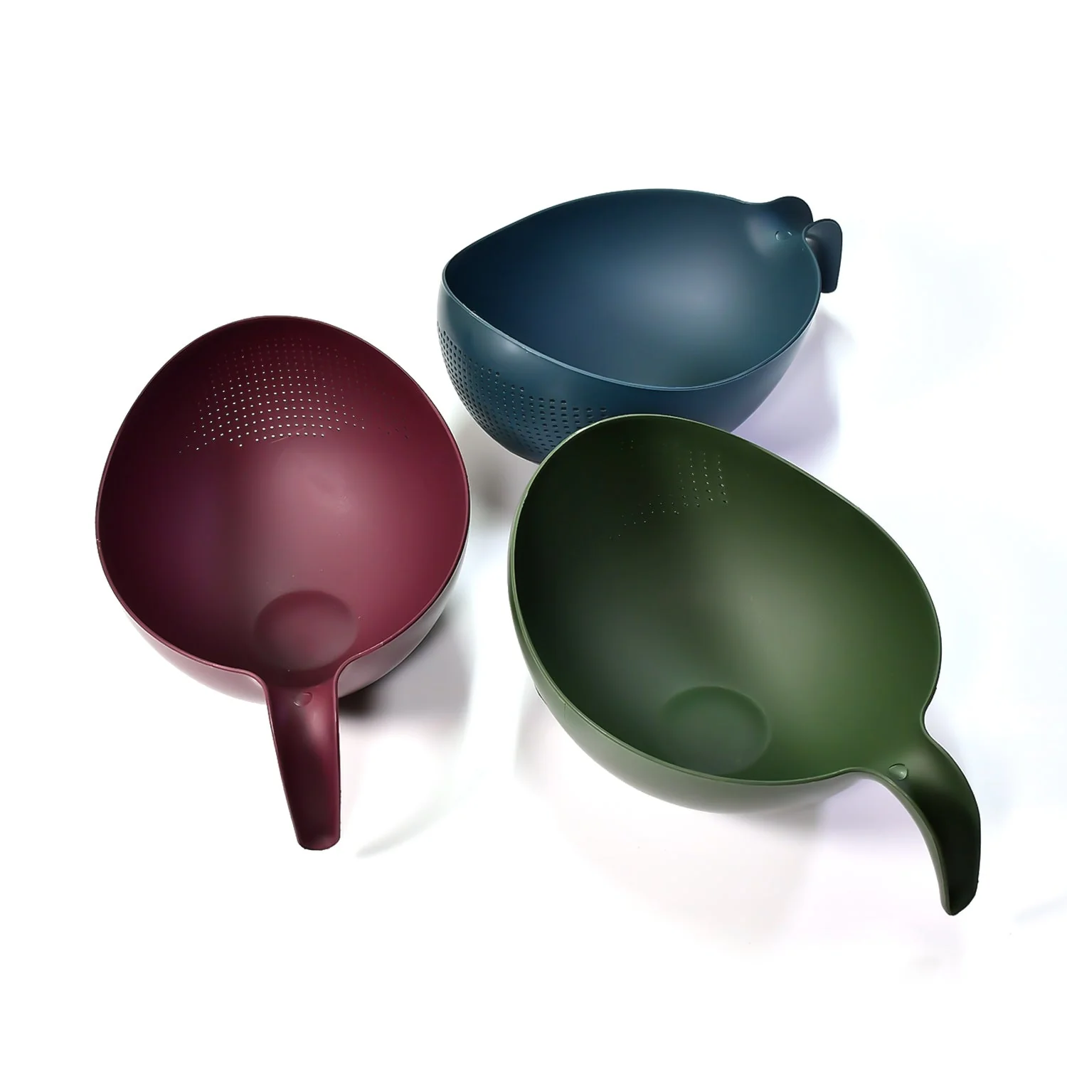 Plastic Rice Bowl Food Strainer Thick Drain Basket Vegetable Fruit 3 Pcs - Image 4