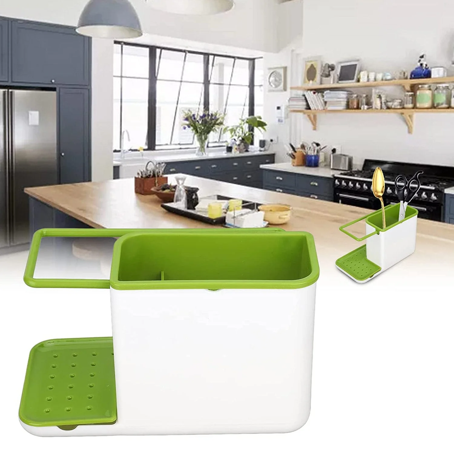 Plastic 3-in-1 Stand for Kitchen Sink Organizer Dispenser for Dishwasher Liquid - Image 3