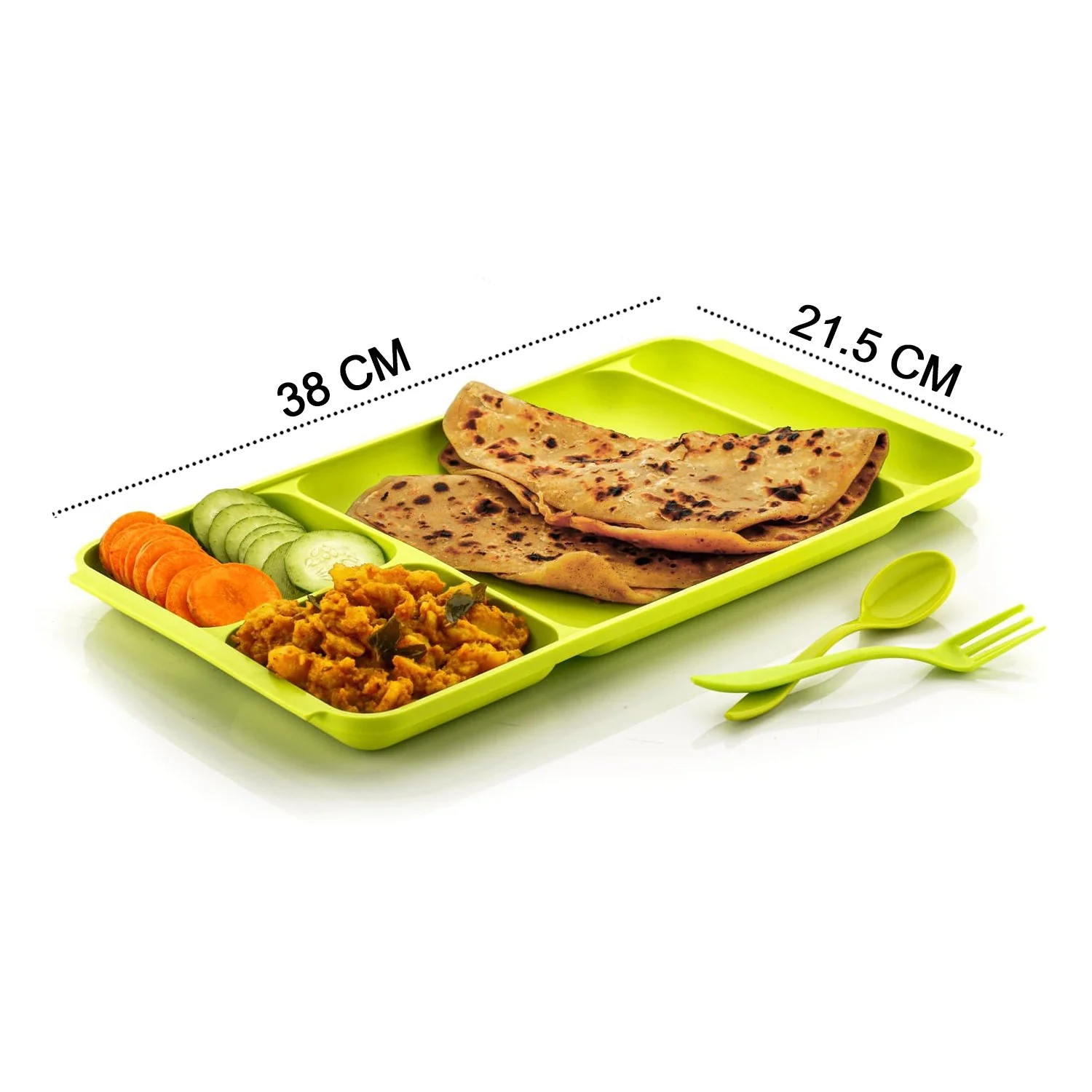 4-Compartment Plastic Dish Set with Spoon & Fork – Versatile Dinner & Pav Bhaji Plate - Image 6