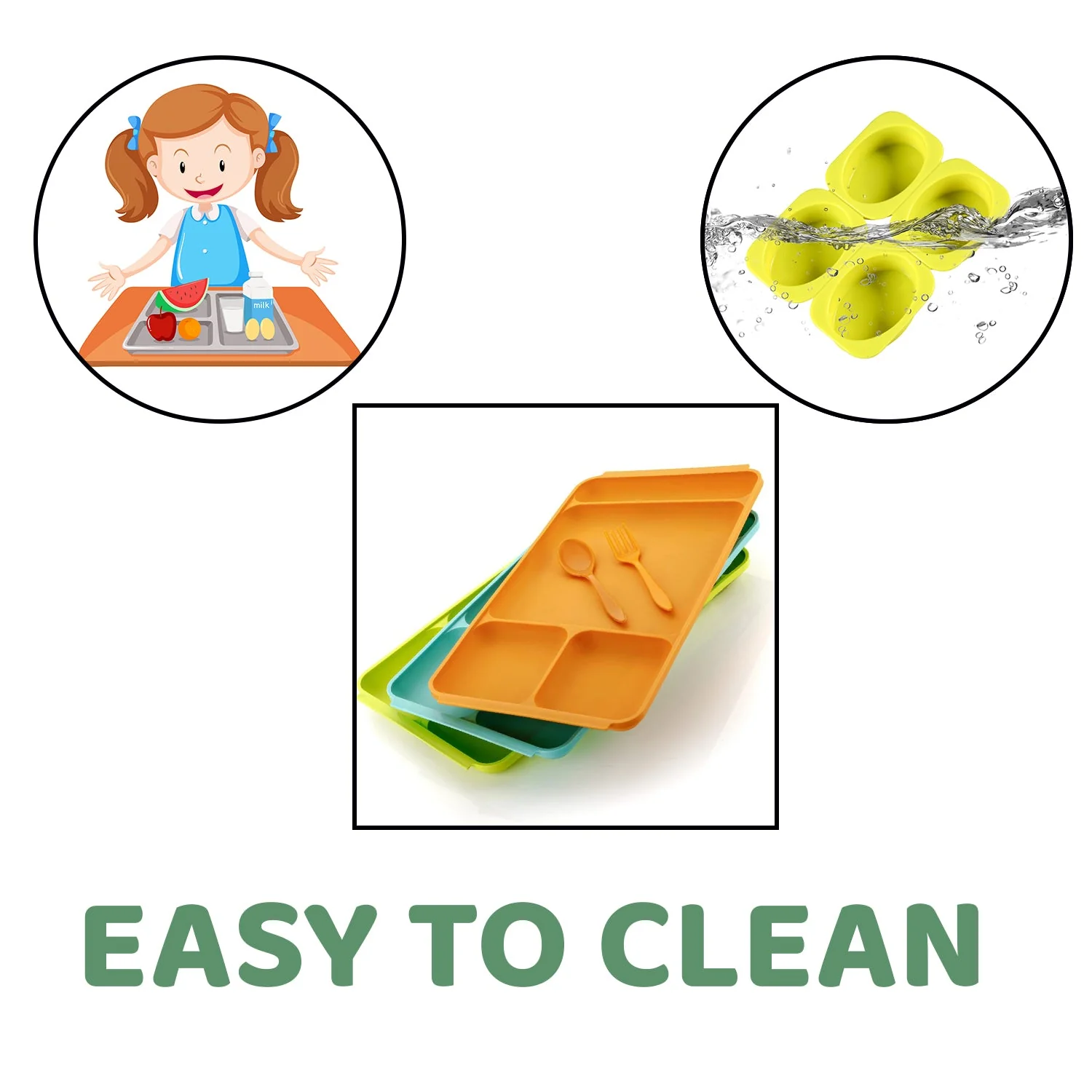 4-Compartment Plastic Dish Set with Spoon & Fork – Versatile Dinner & Pav Bhaji Plate - Image 7