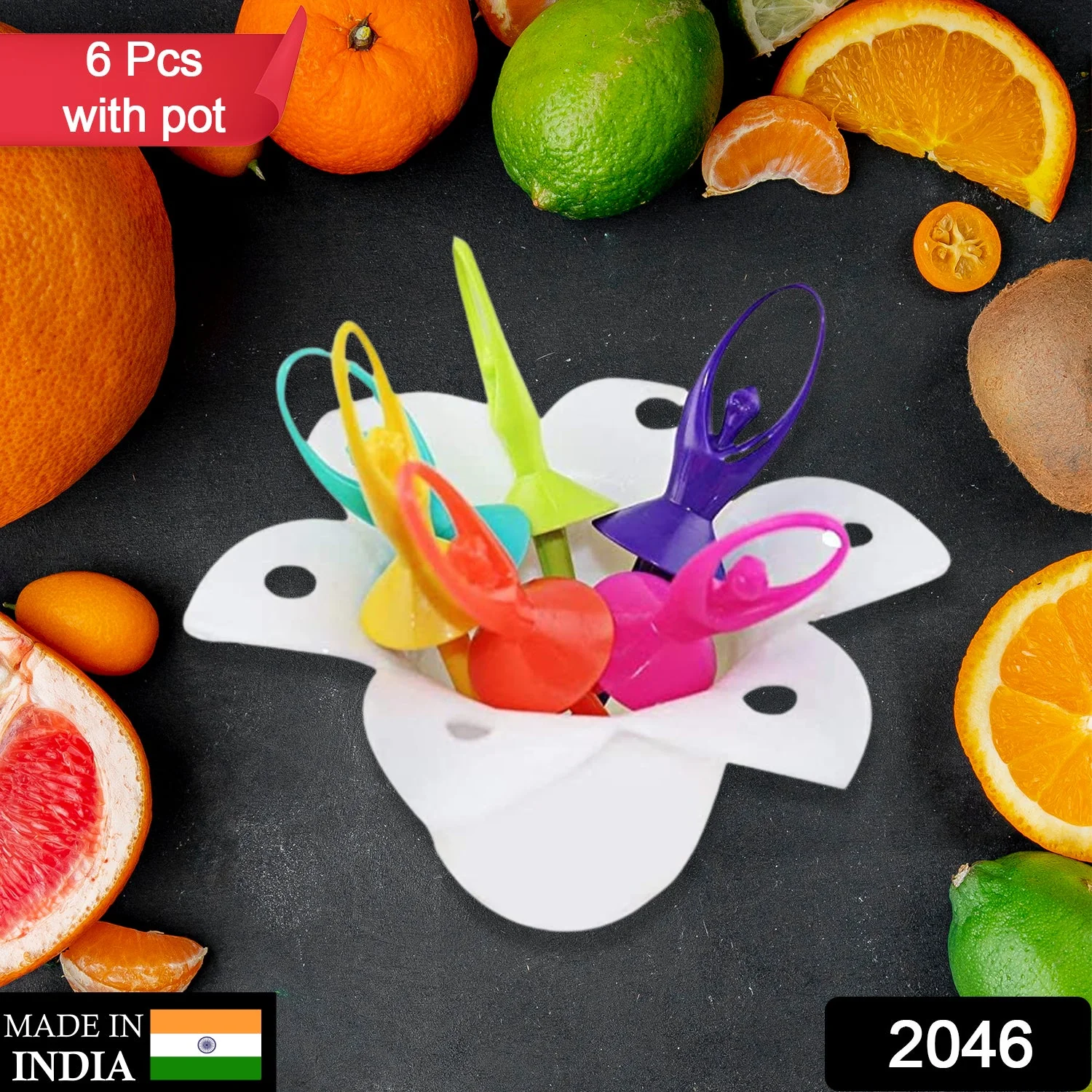 Dancing Doll Fruit Fork Cutlery Set with Stand Set of 6. - Image 2